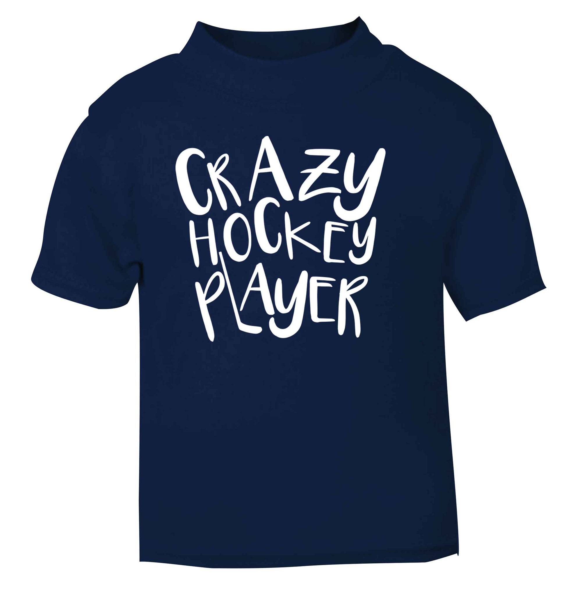 Crazy hockey player navy Baby Toddler Tshirt 2 Years