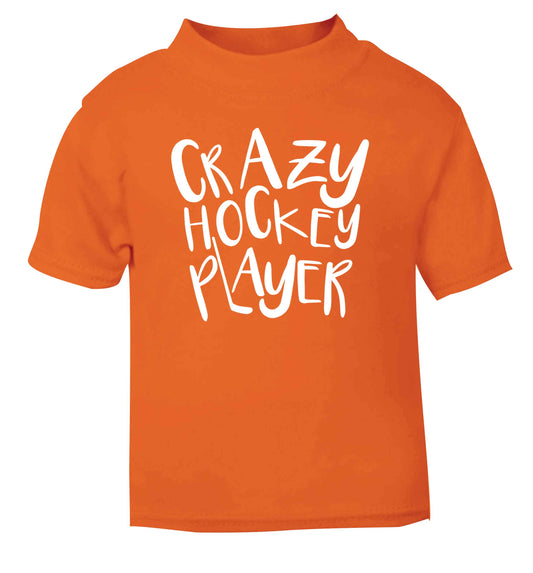 Crazy hockey player orange Baby Toddler Tshirt 2 Years