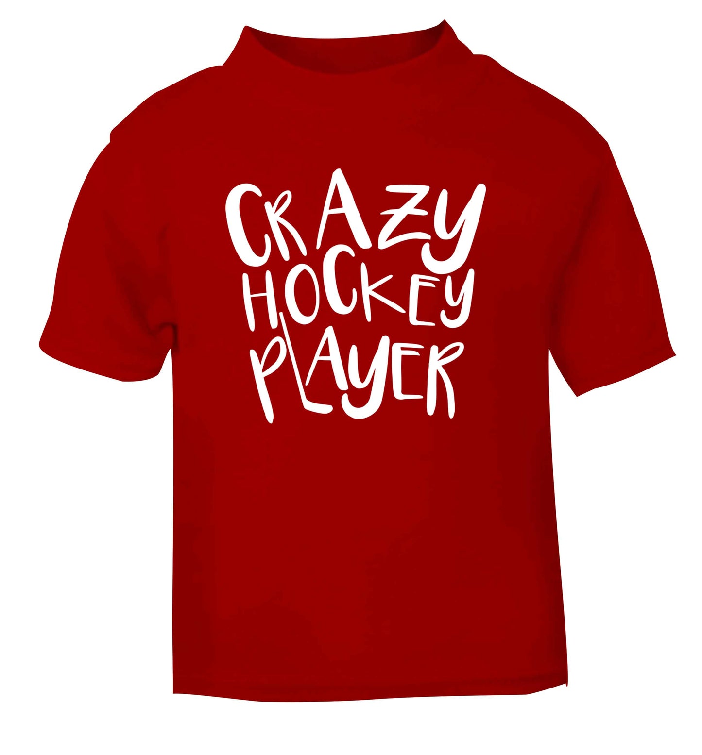 Crazy hockey player red Baby Toddler Tshirt 2 Years