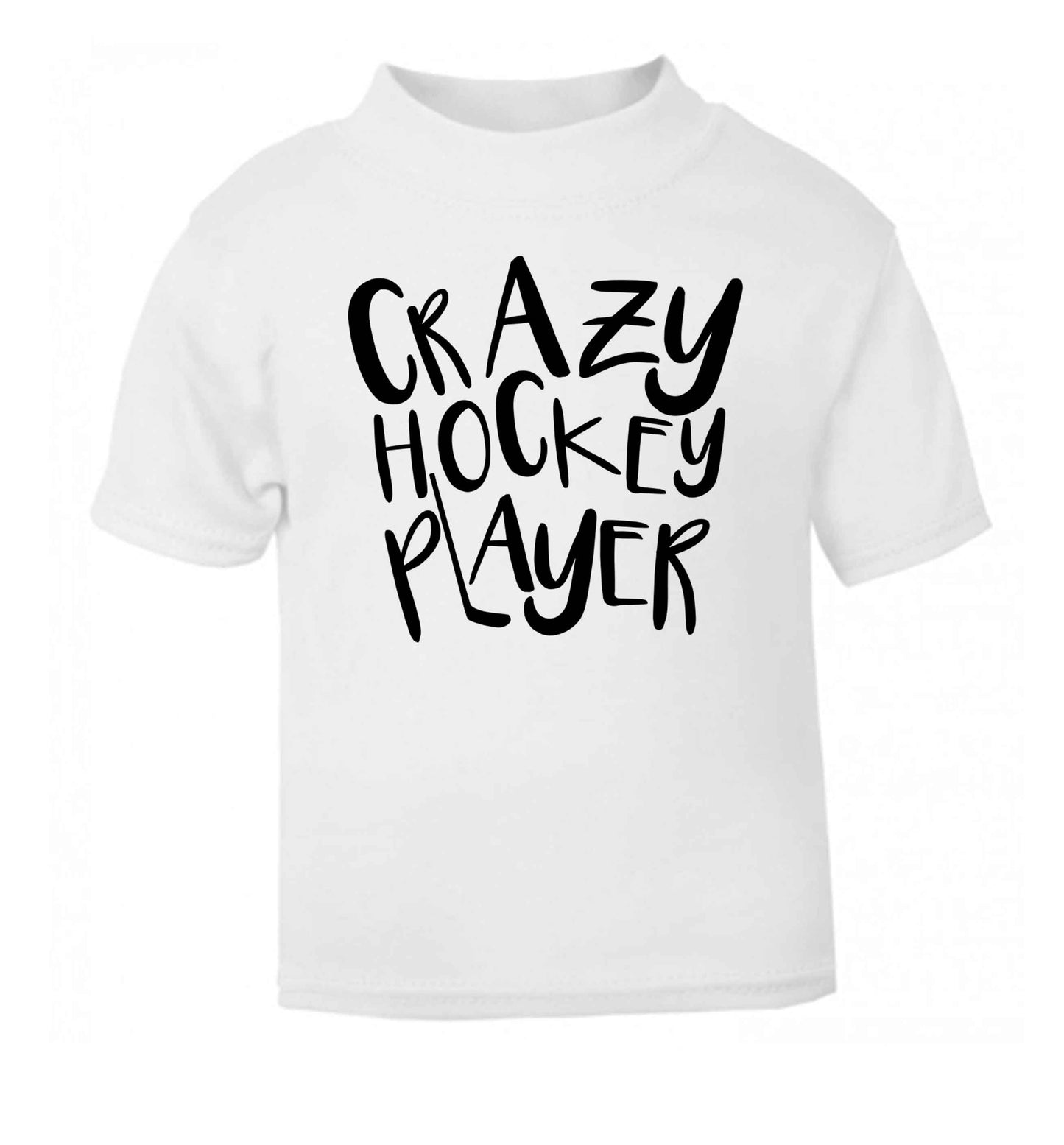 Crazy hockey player white Baby Toddler Tshirt 2 Years