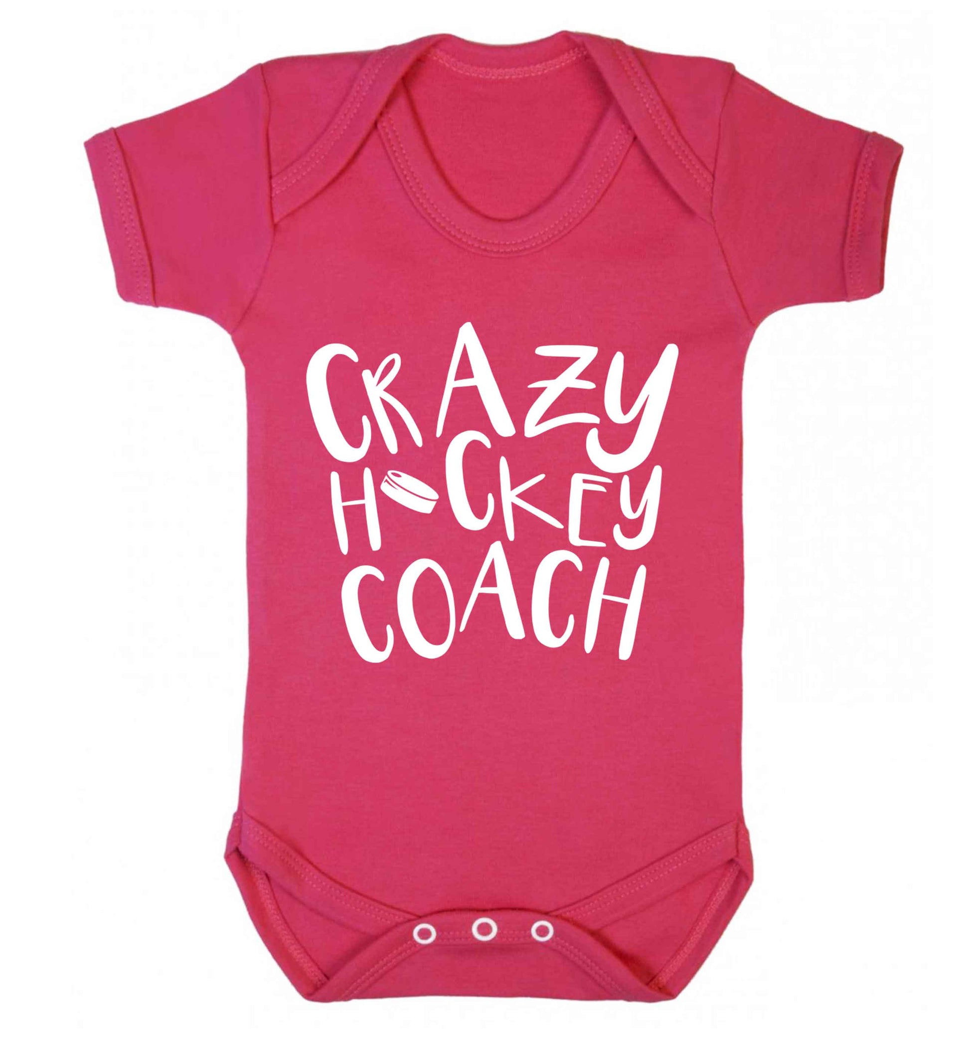Crazy hockey coach Baby Vest dark pink 18-24 months
