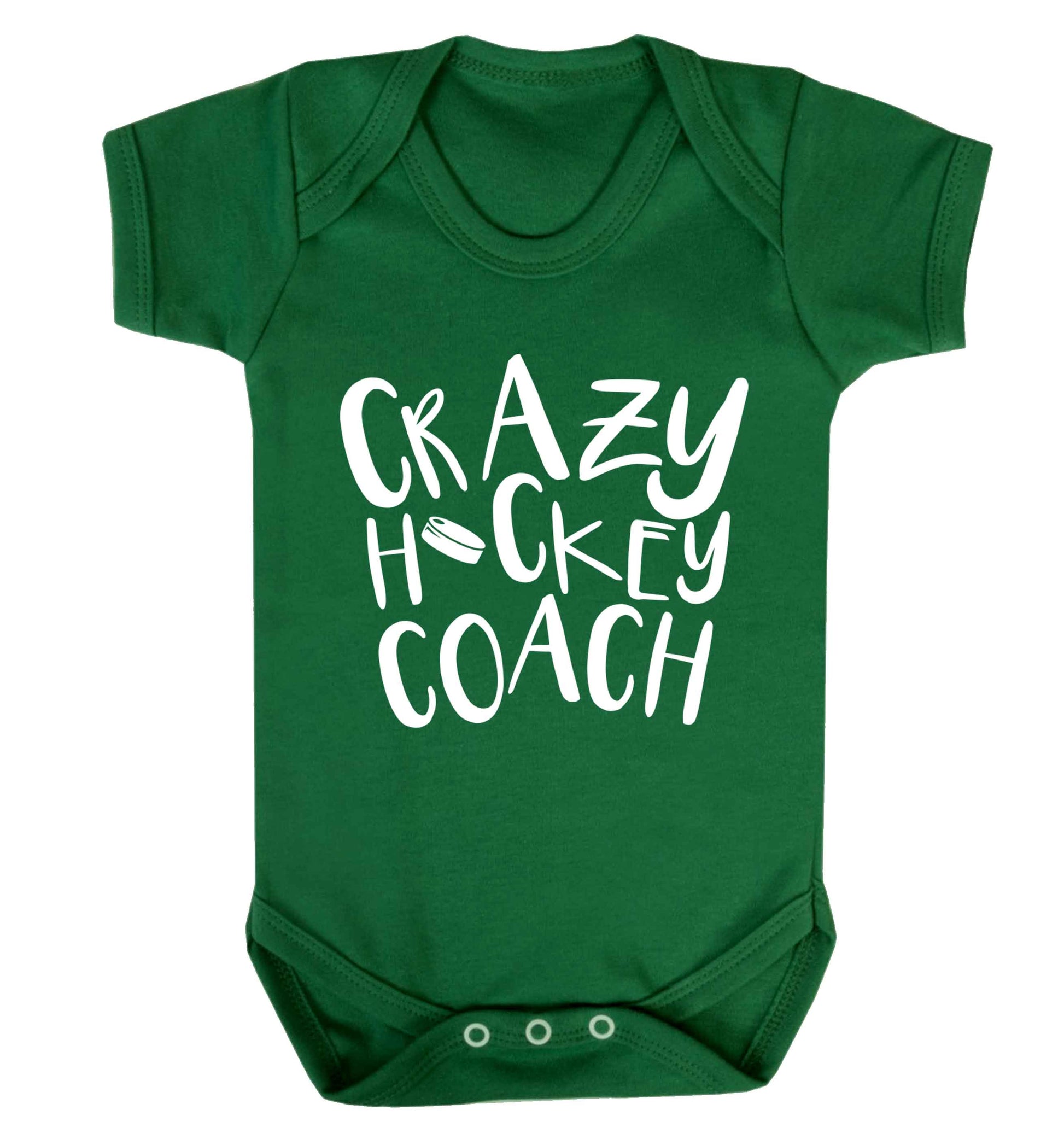 Crazy hockey coach Baby Vest green 18-24 months