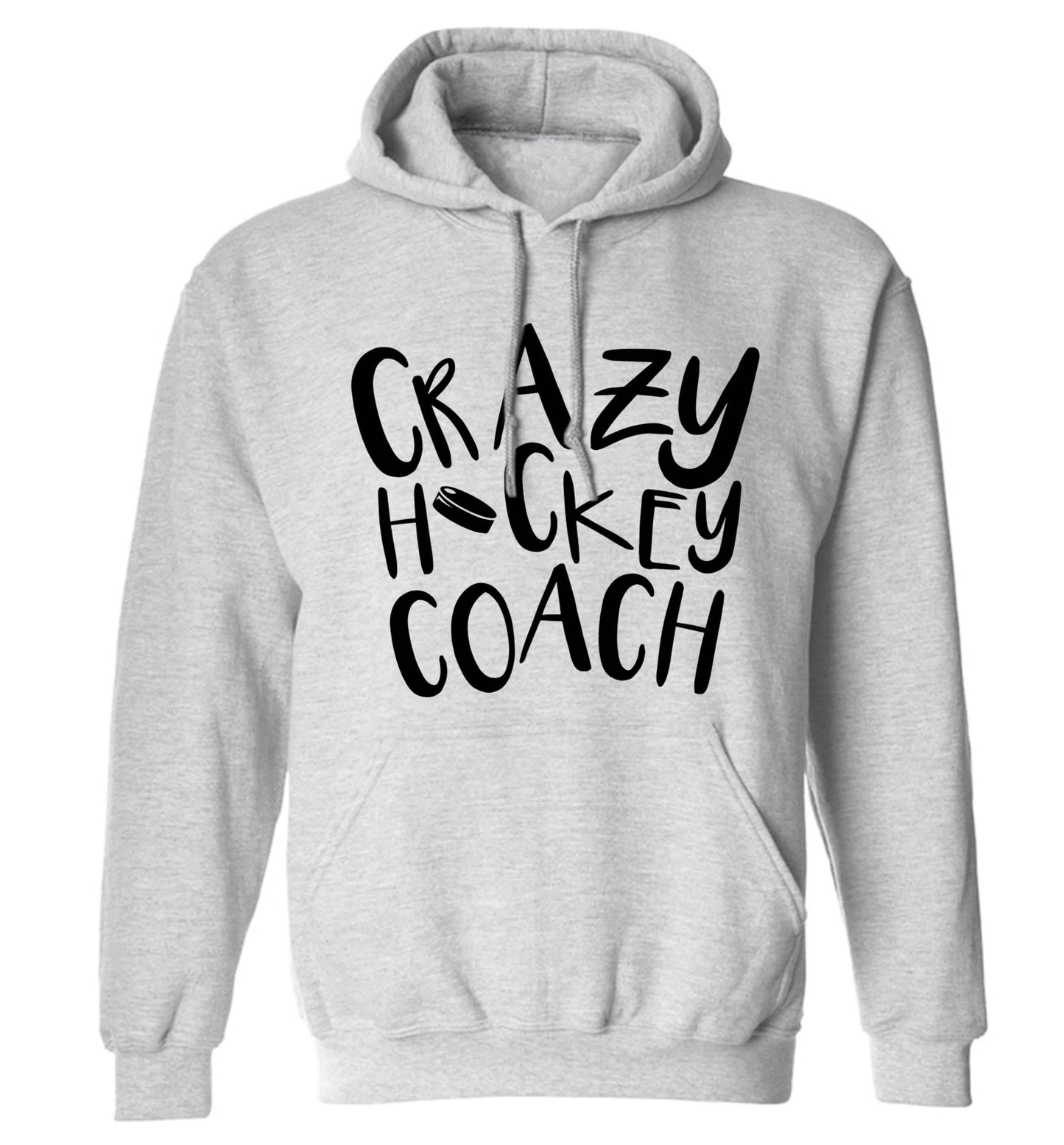 Crazy hockey coach adults unisex grey hoodie 2XL