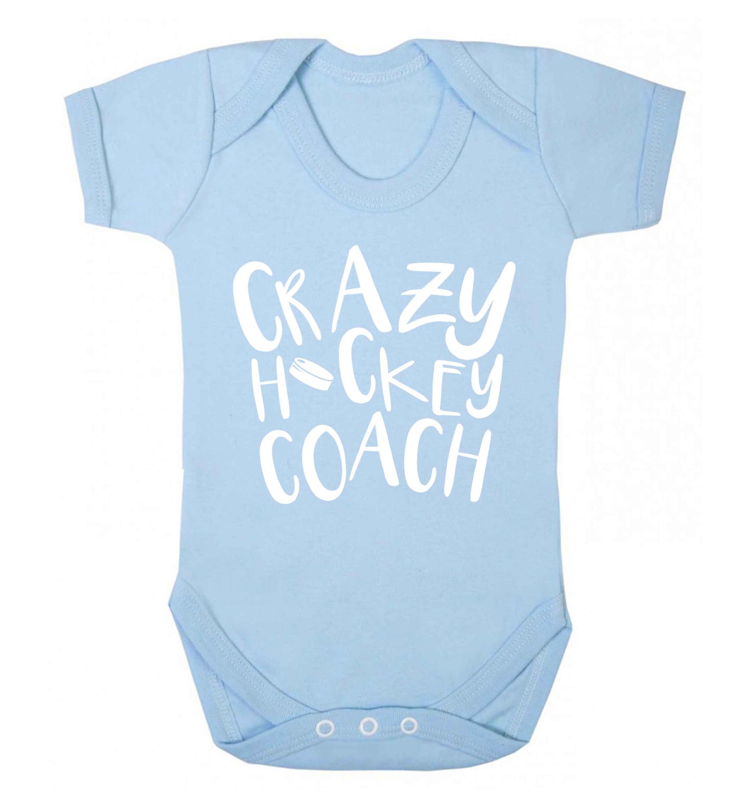 Crazy hockey coach Baby Vest pale blue 18-24 months