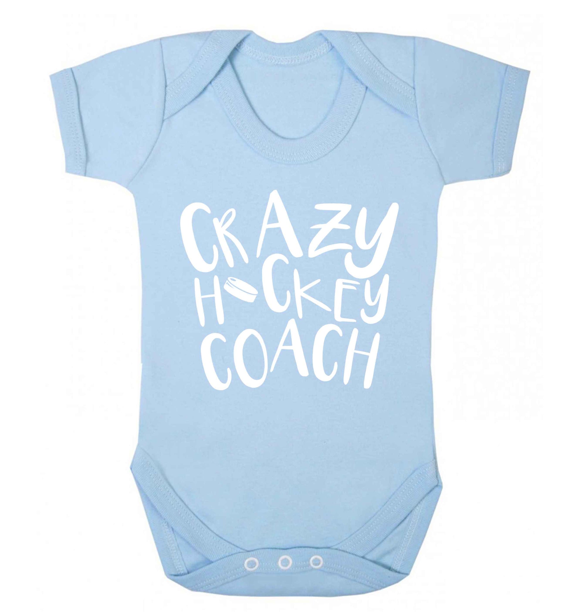 Crazy hockey coach Baby Vest pale blue 18-24 months