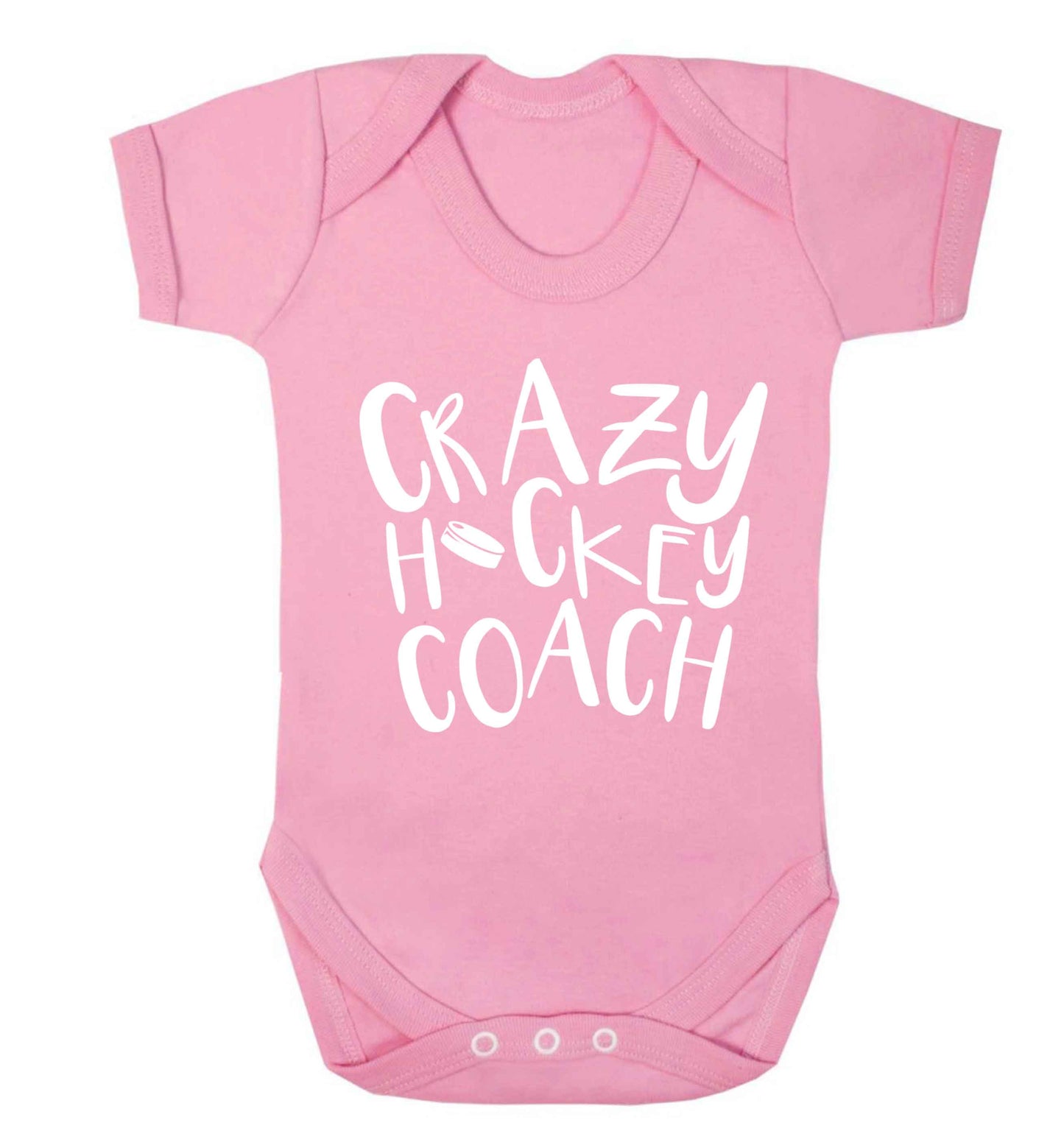 Crazy hockey coach Baby Vest pale pink 18-24 months