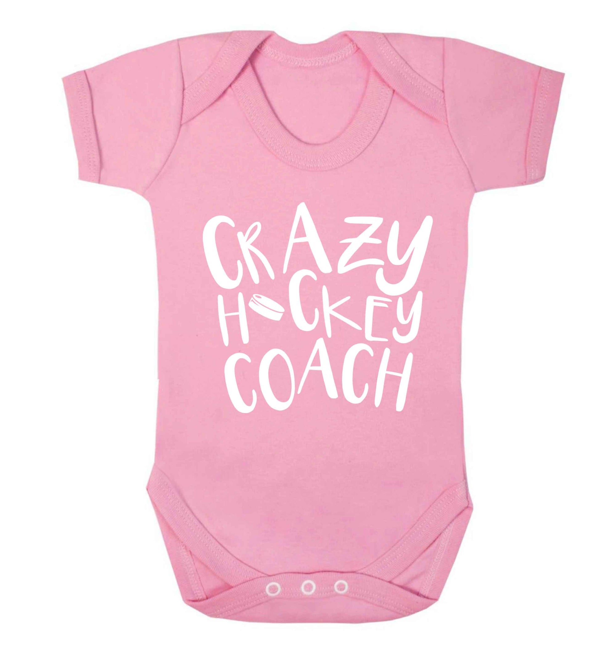 Crazy hockey coach Baby Vest pale pink 18-24 months