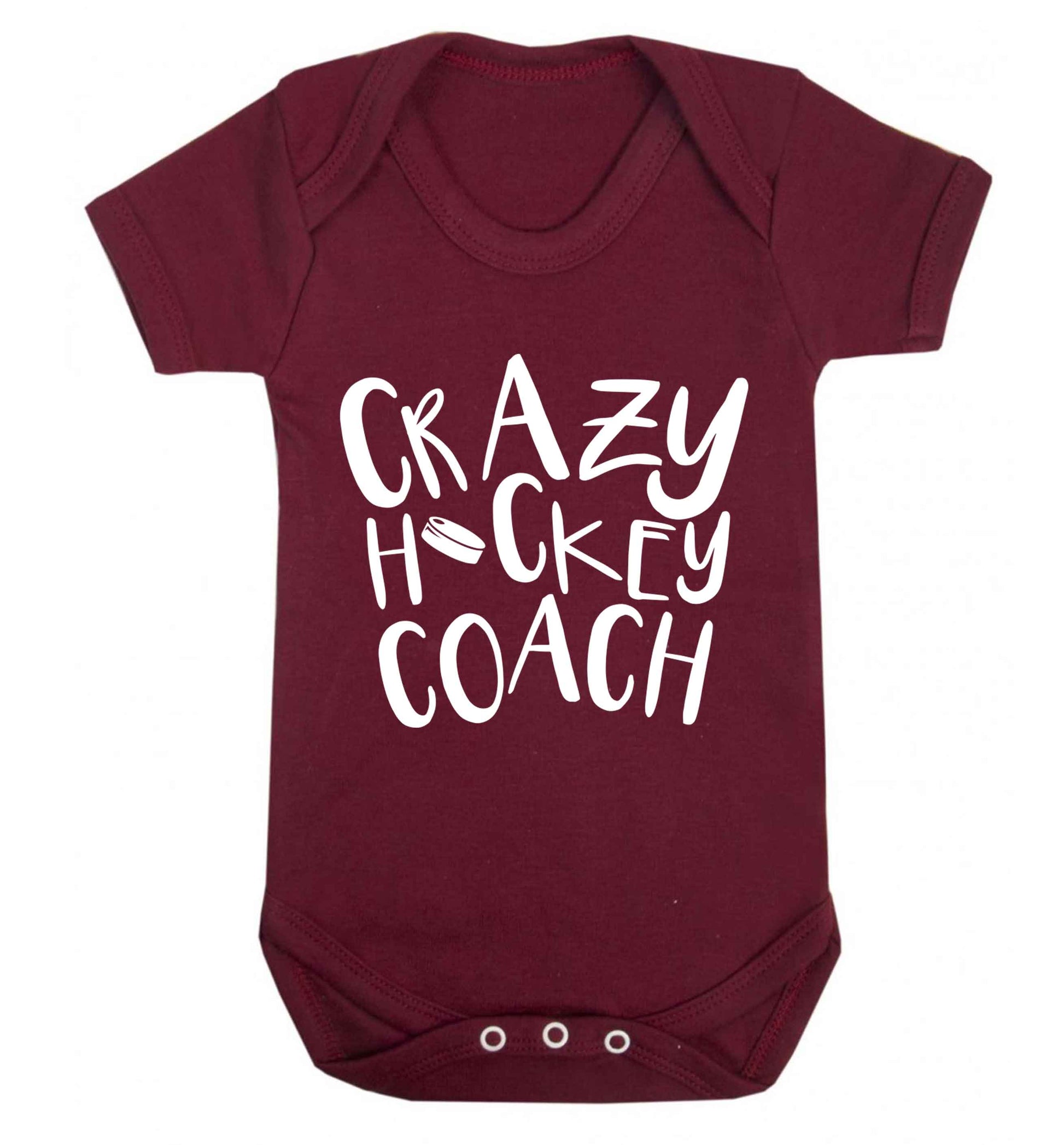 Crazy hockey coach Baby Vest maroon 18-24 months