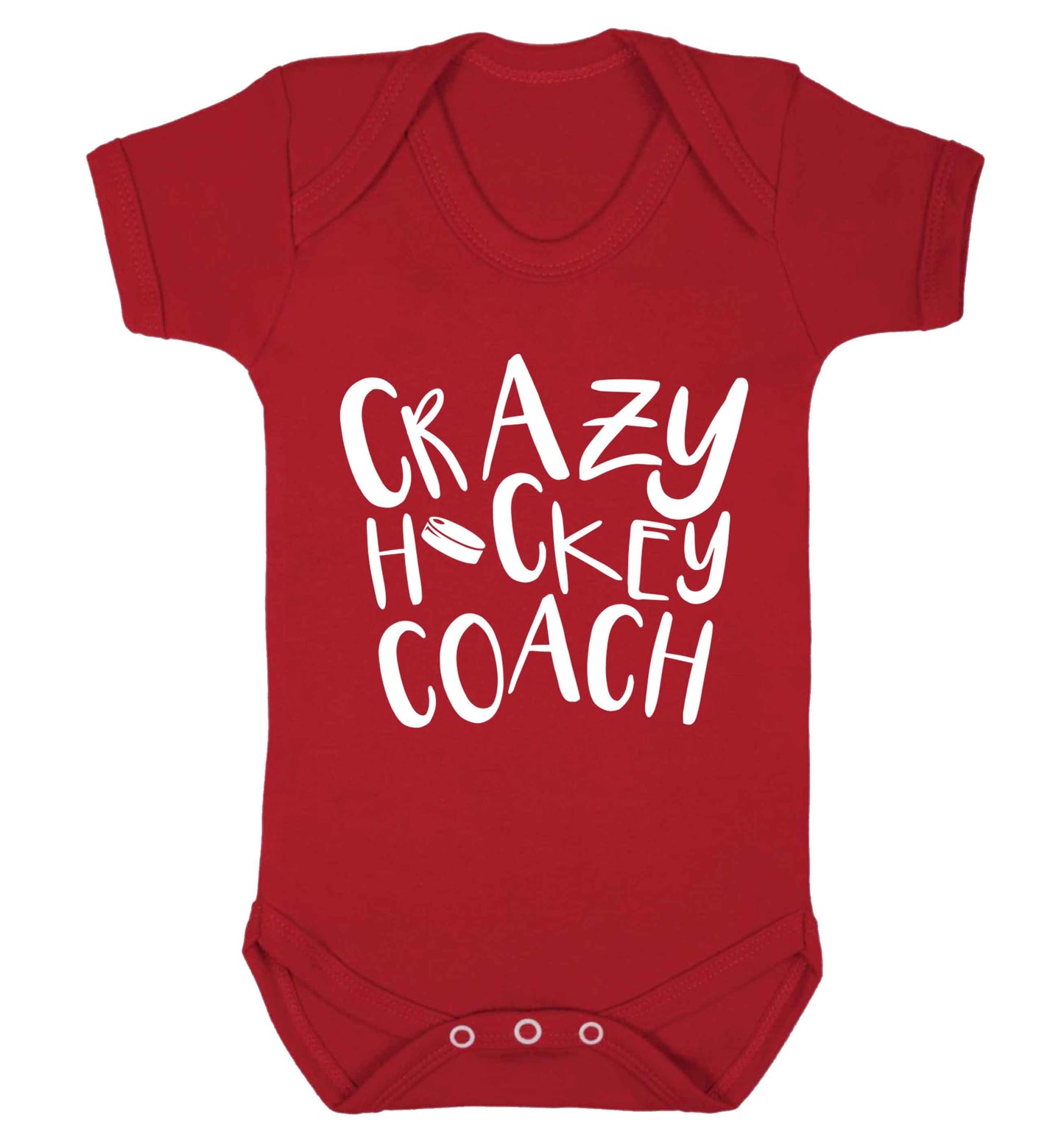 Crazy hockey coach Baby Vest red 18-24 months