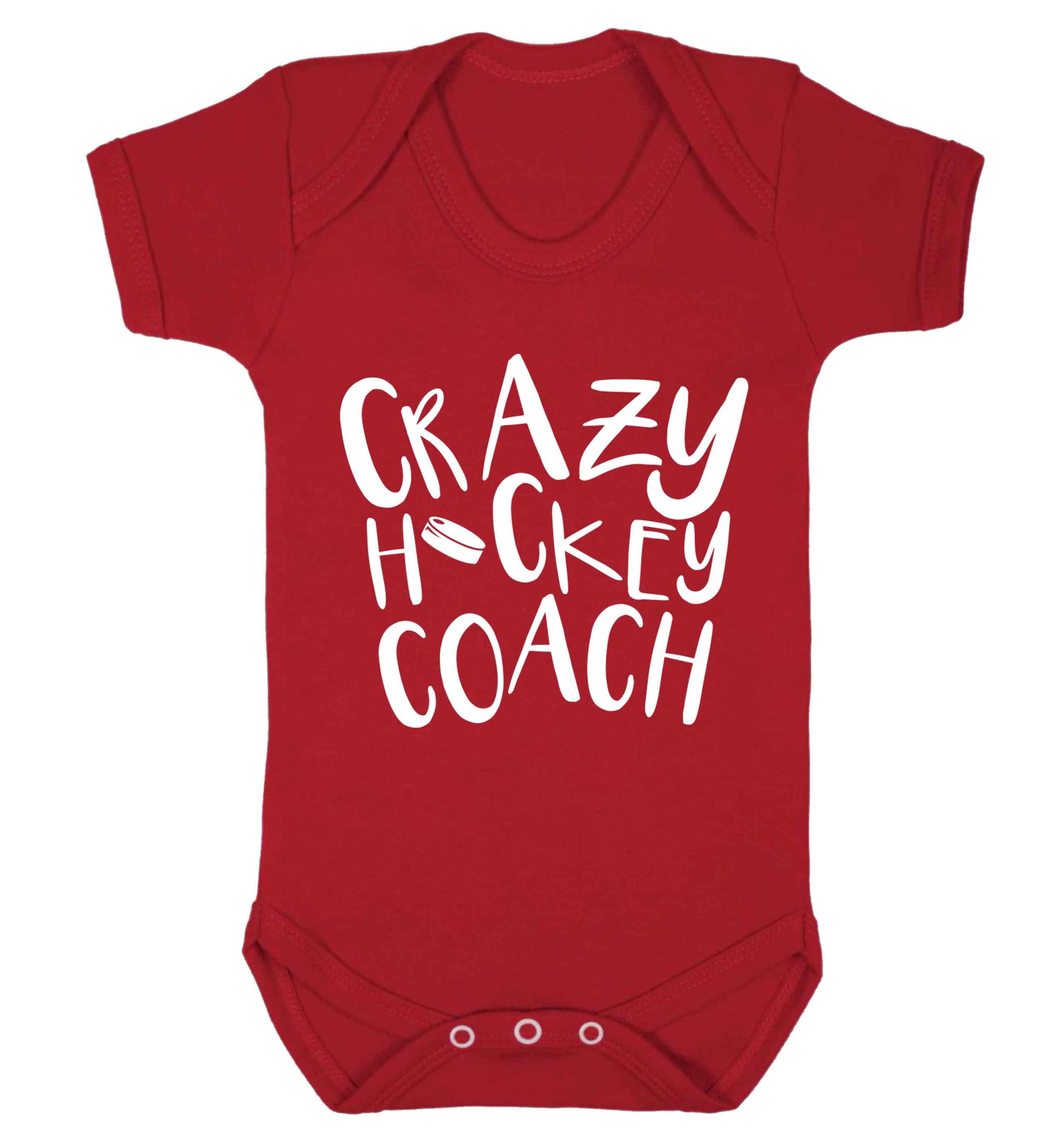 Crazy hockey coach Baby Vest red 18-24 months