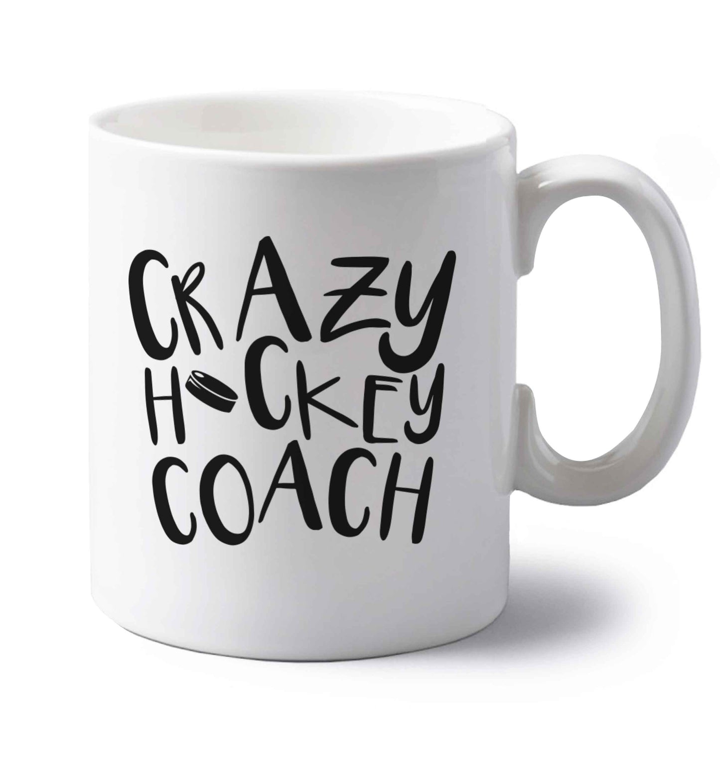 Crazy hockey coach left handed white ceramic mug 