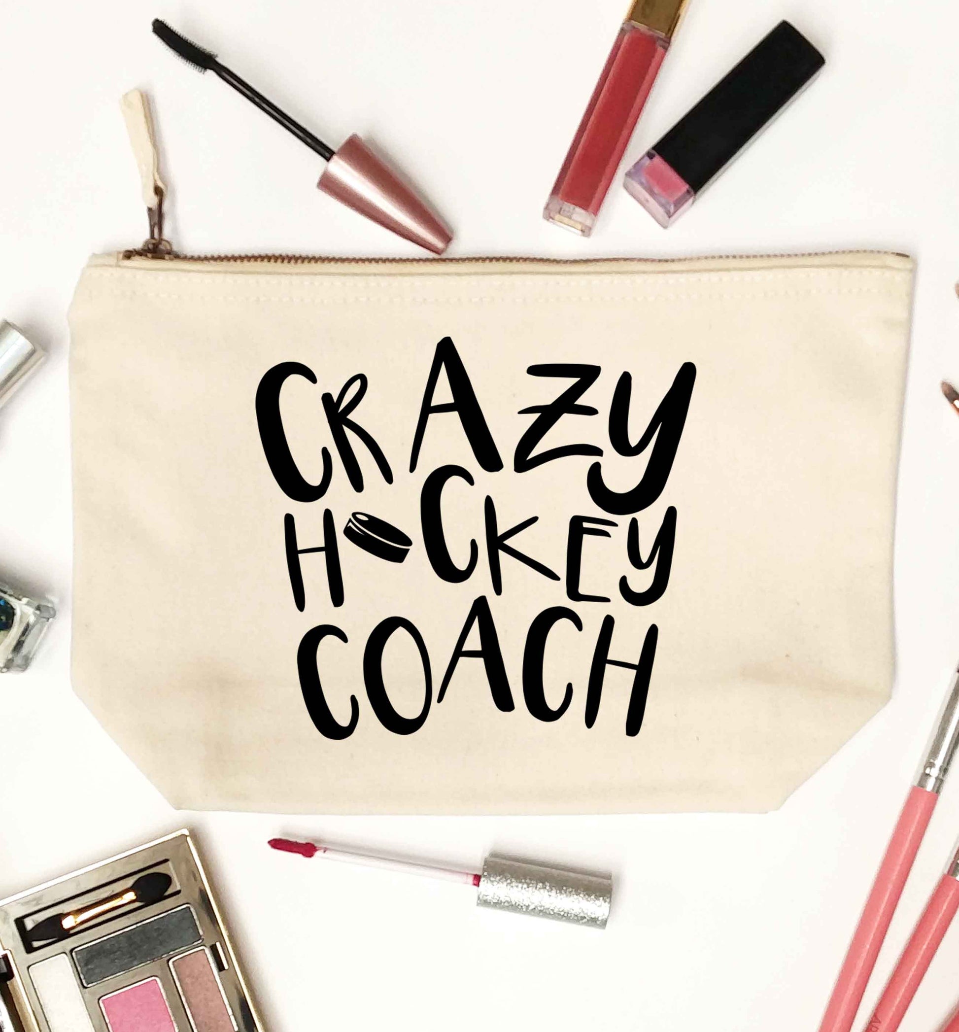 Crazy hockey coach natural makeup bag