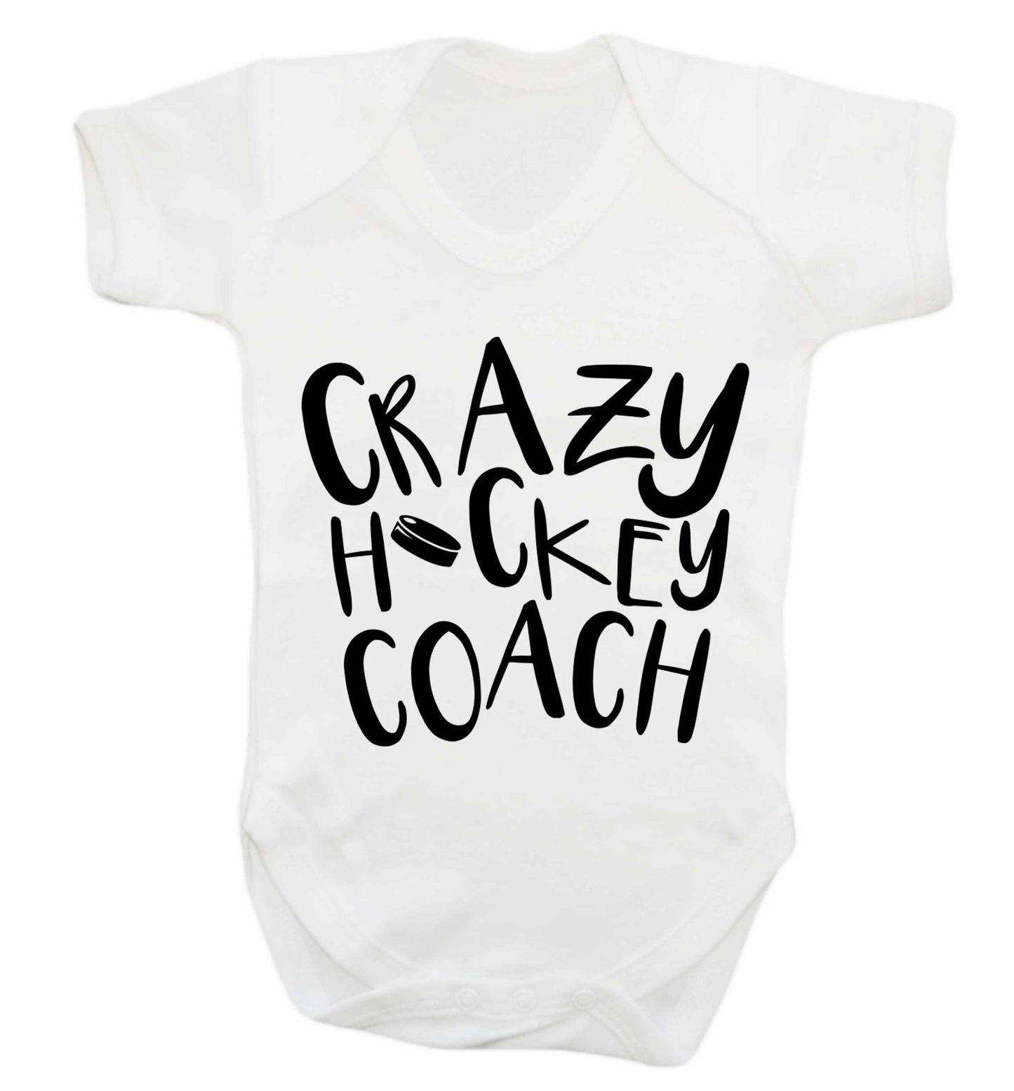 Crazy hockey coach Baby Vest white 18-24 months