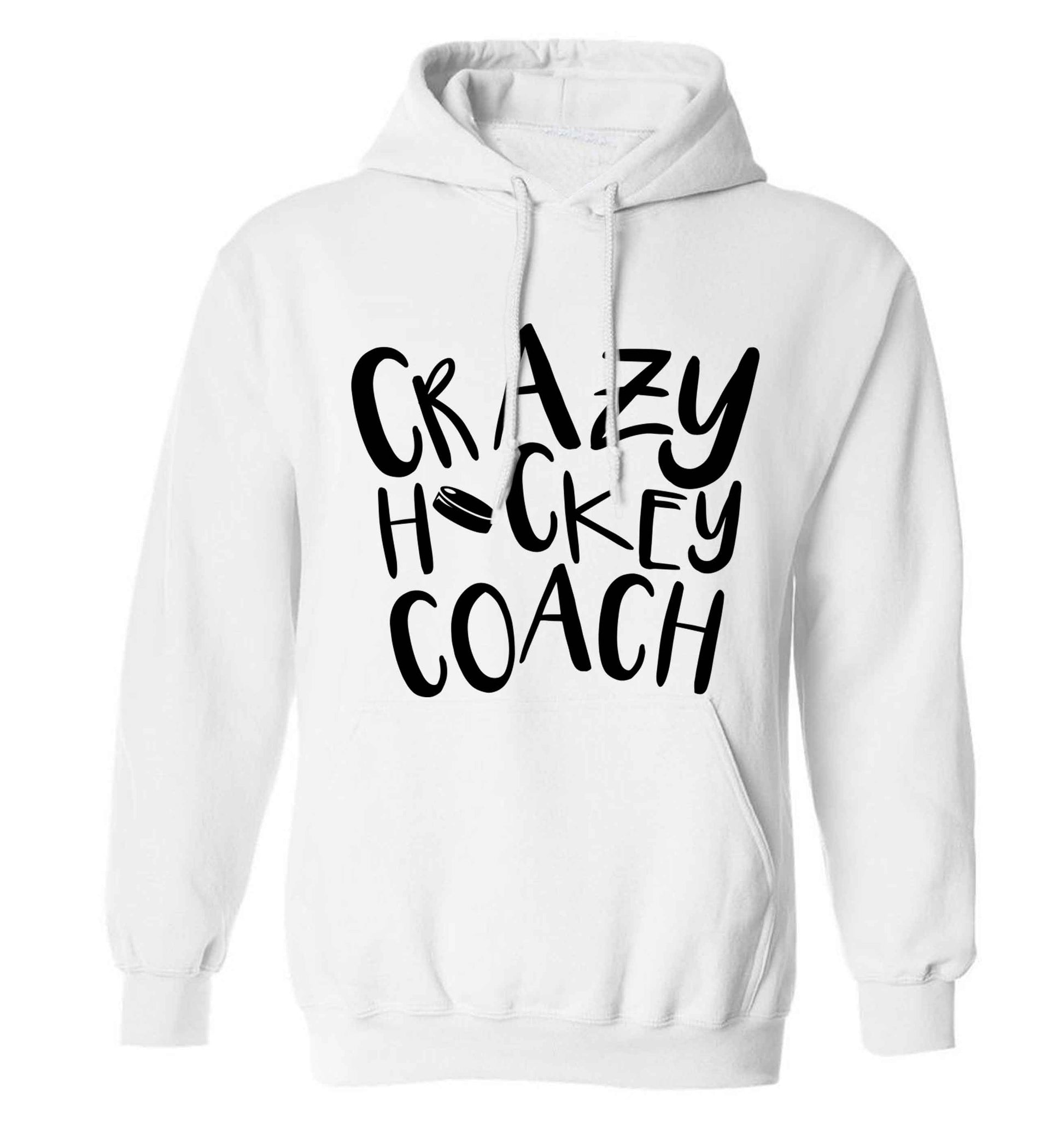 Crazy hockey coach adults unisex white hoodie 2XL