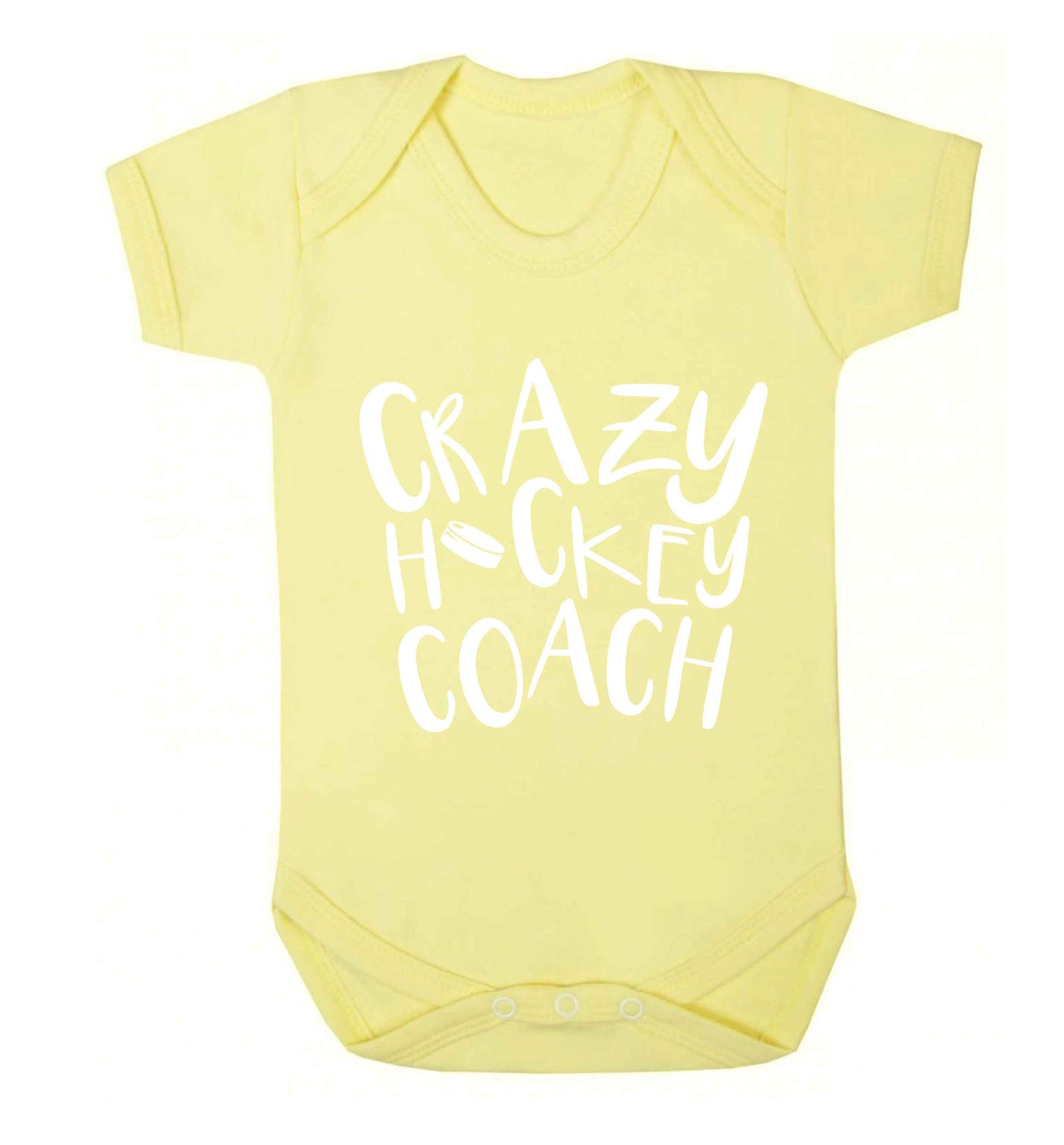 Crazy hockey coach Baby Vest pale yellow 18-24 months