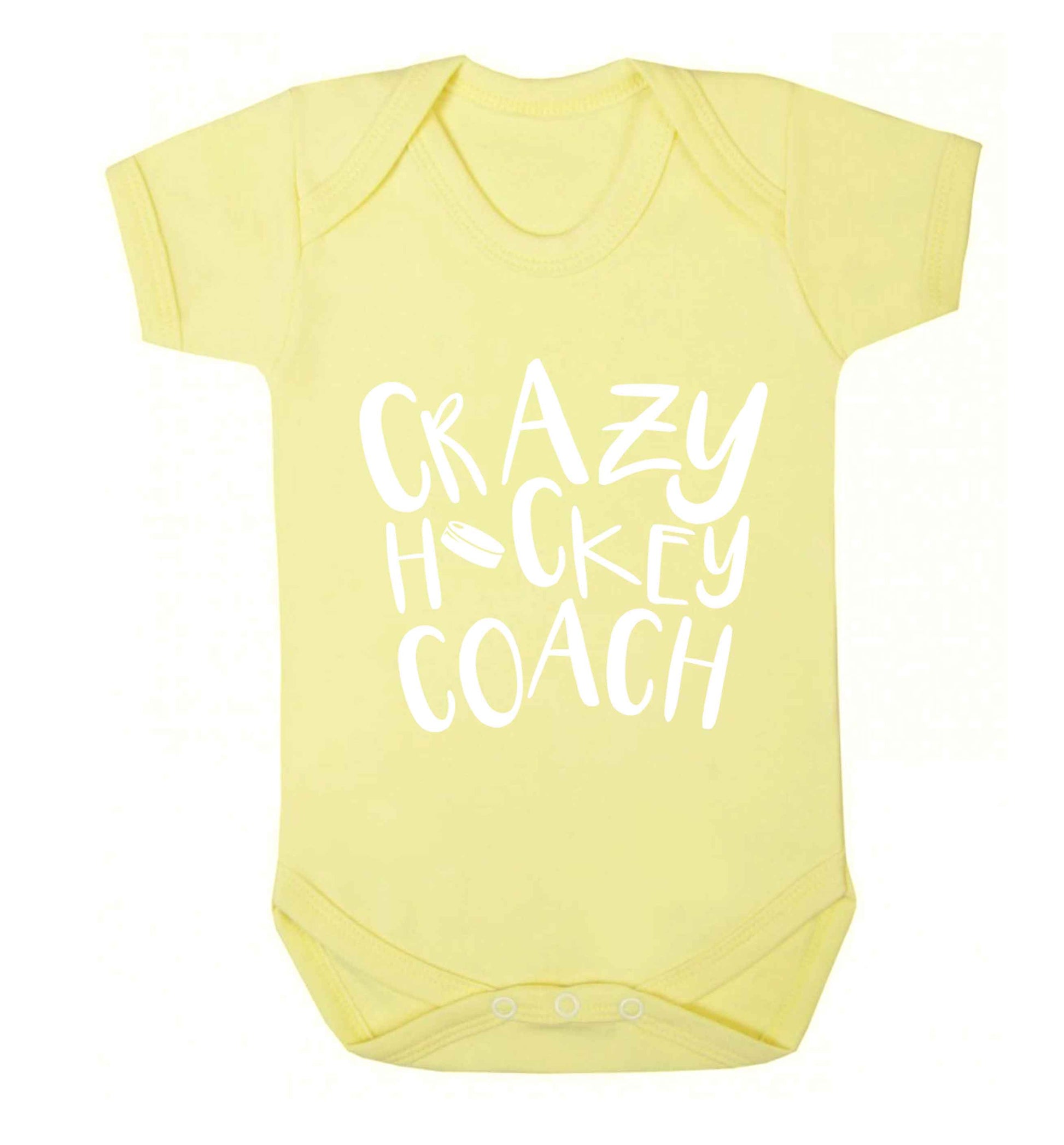 Crazy hockey coach Baby Vest pale yellow 18-24 months