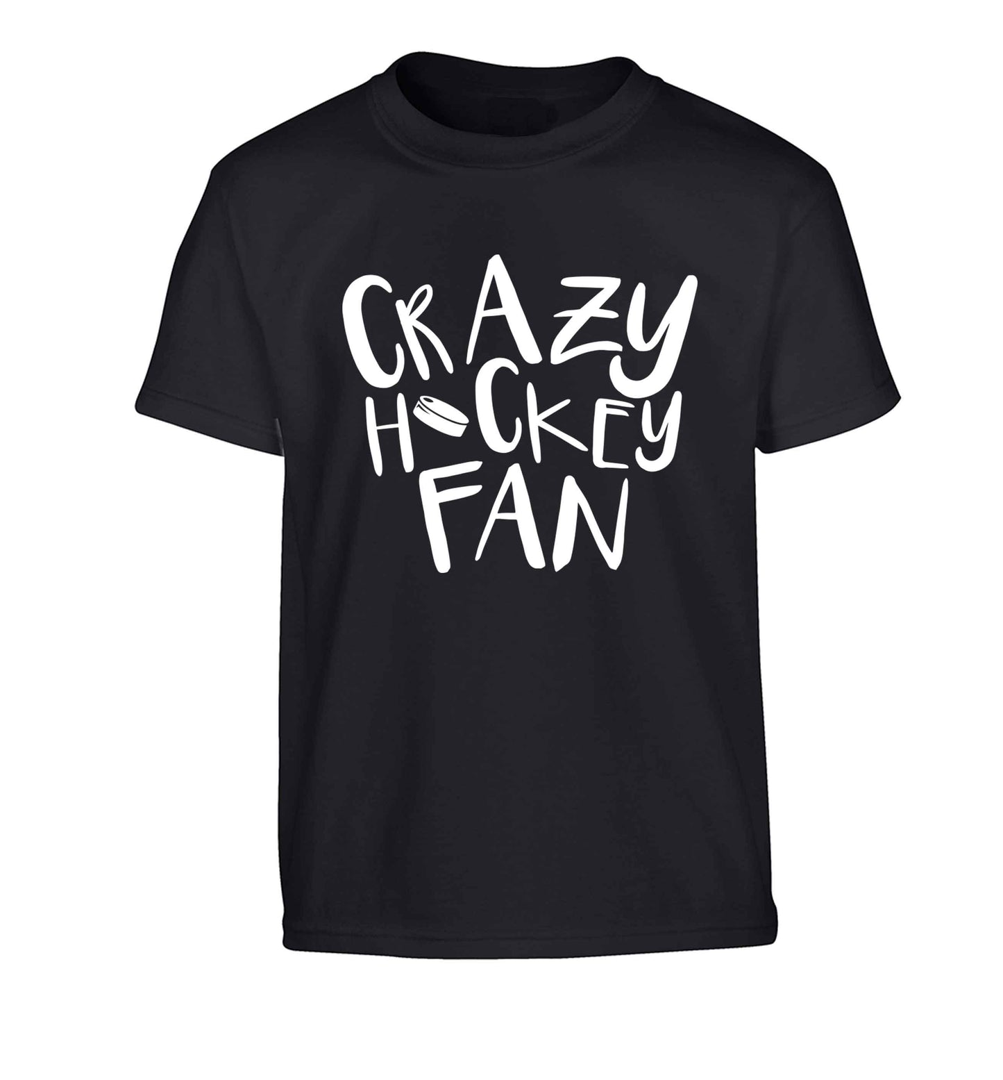 Crazy hockey fan Children's black Tshirt 12-13 Years