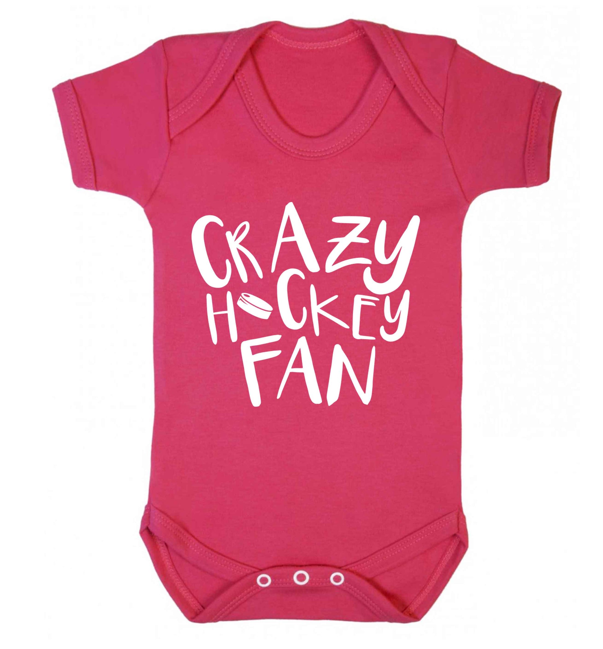 Crazy hockey fan Baby Vest dark pink 18-24 months