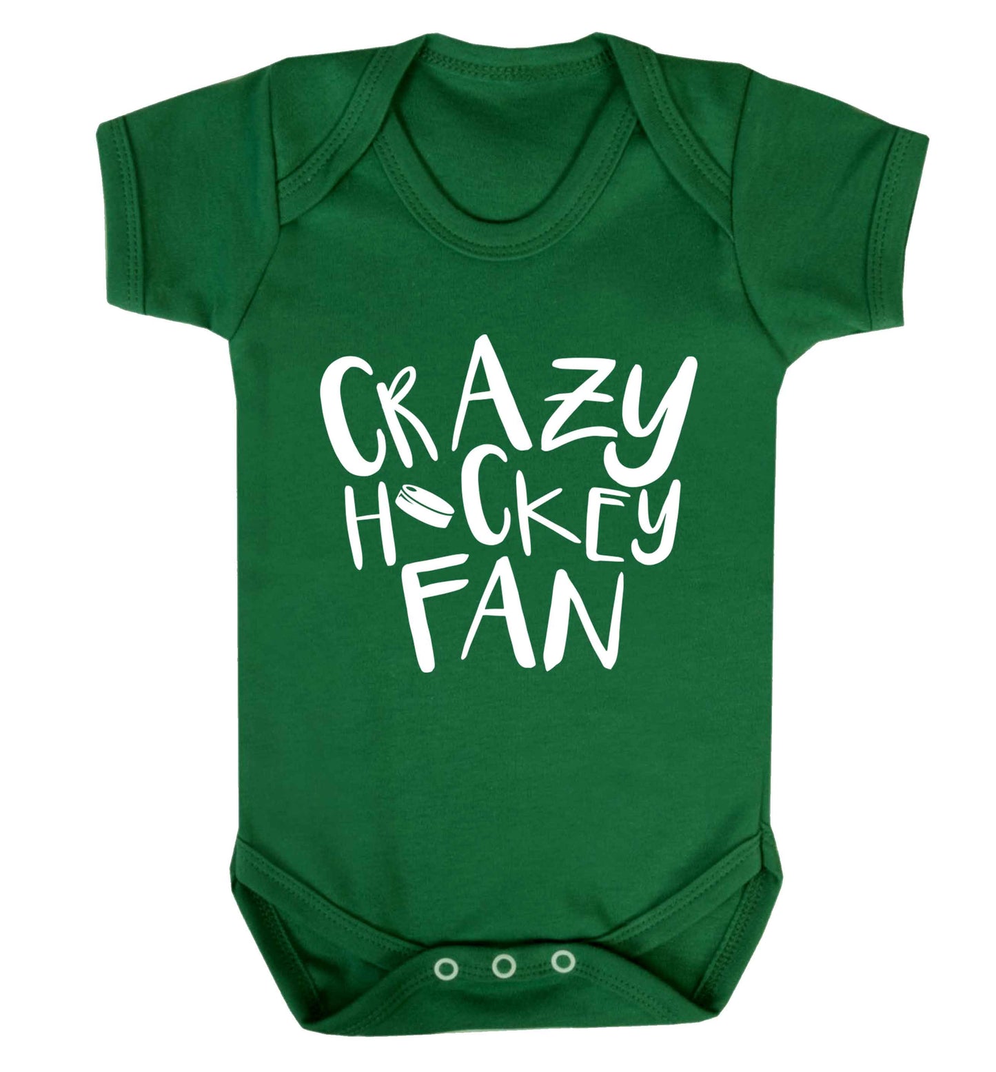 Crazy hockey fan Baby Vest green 18-24 months