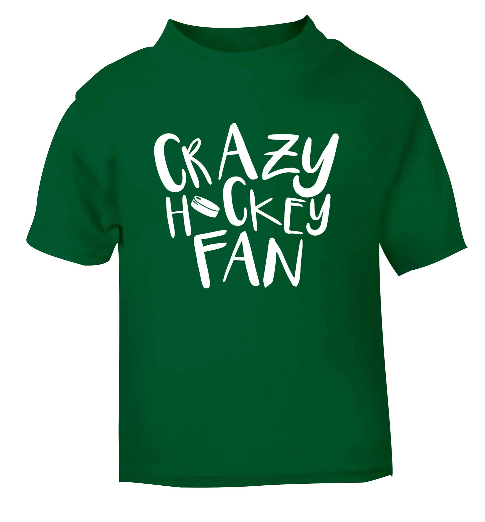 Crazy hockey fan green Baby Toddler Tshirt 2 Years