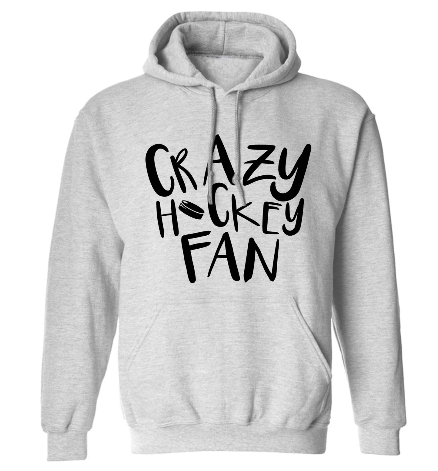 Crazy hockey fan adults unisex grey hoodie 2XL