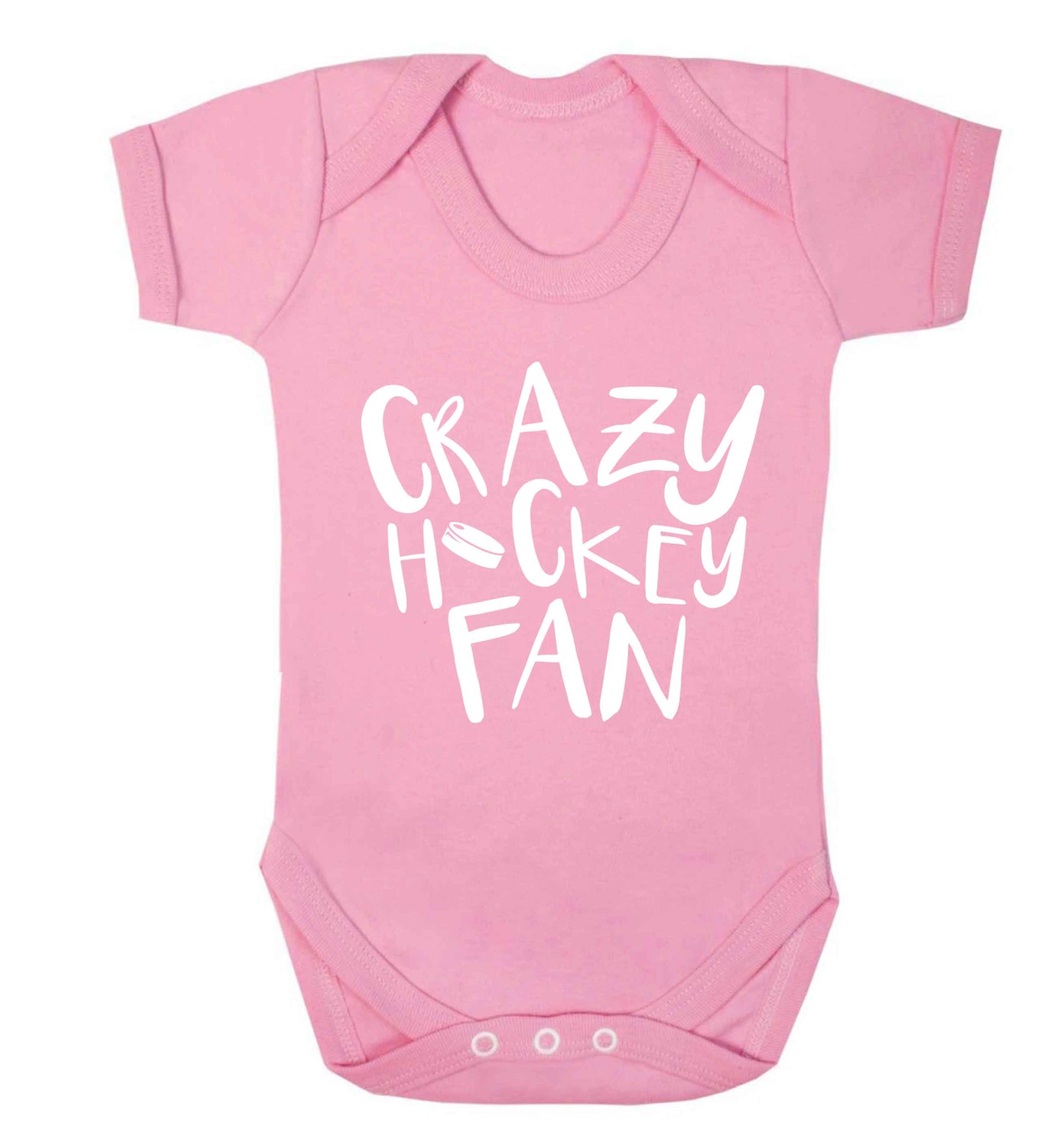 Crazy hockey fan Baby Vest pale pink 18-24 months