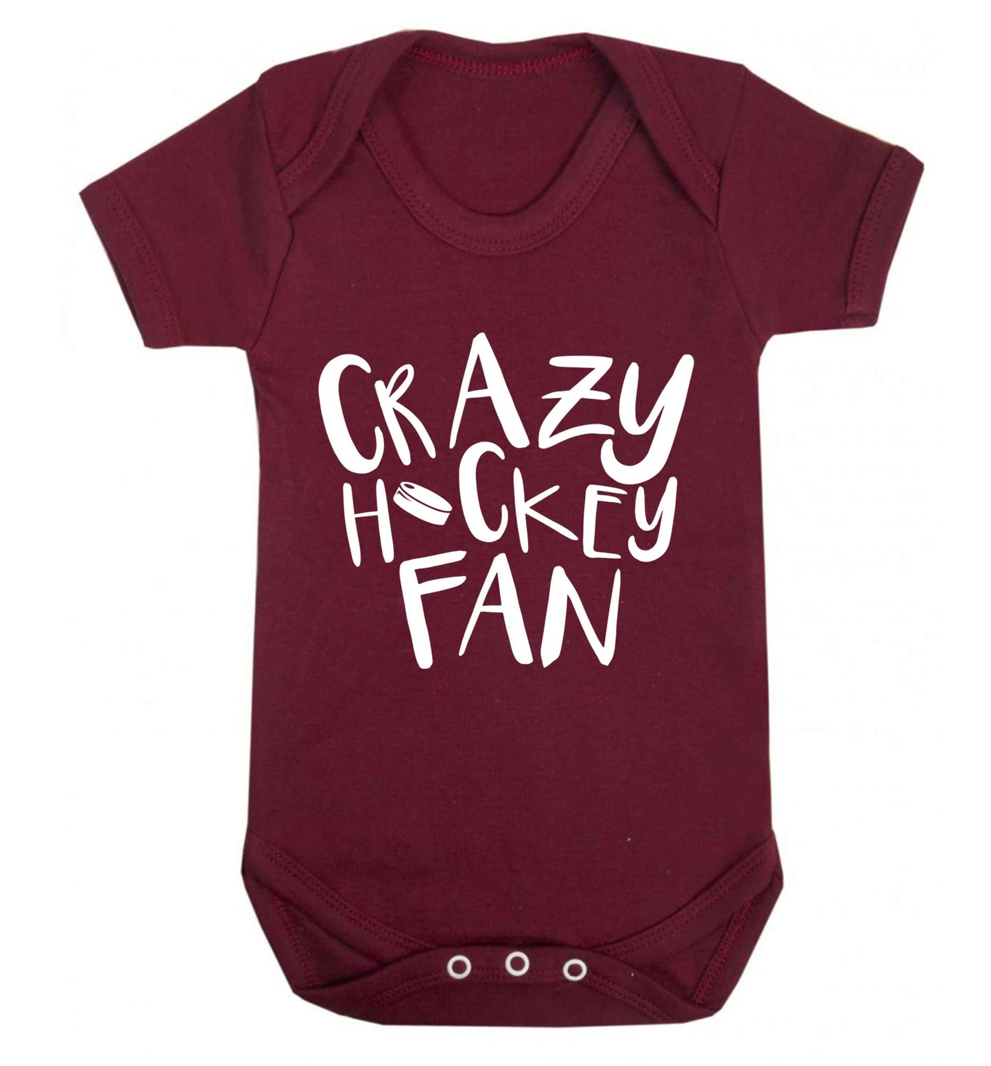 Crazy hockey fan Baby Vest maroon 18-24 months