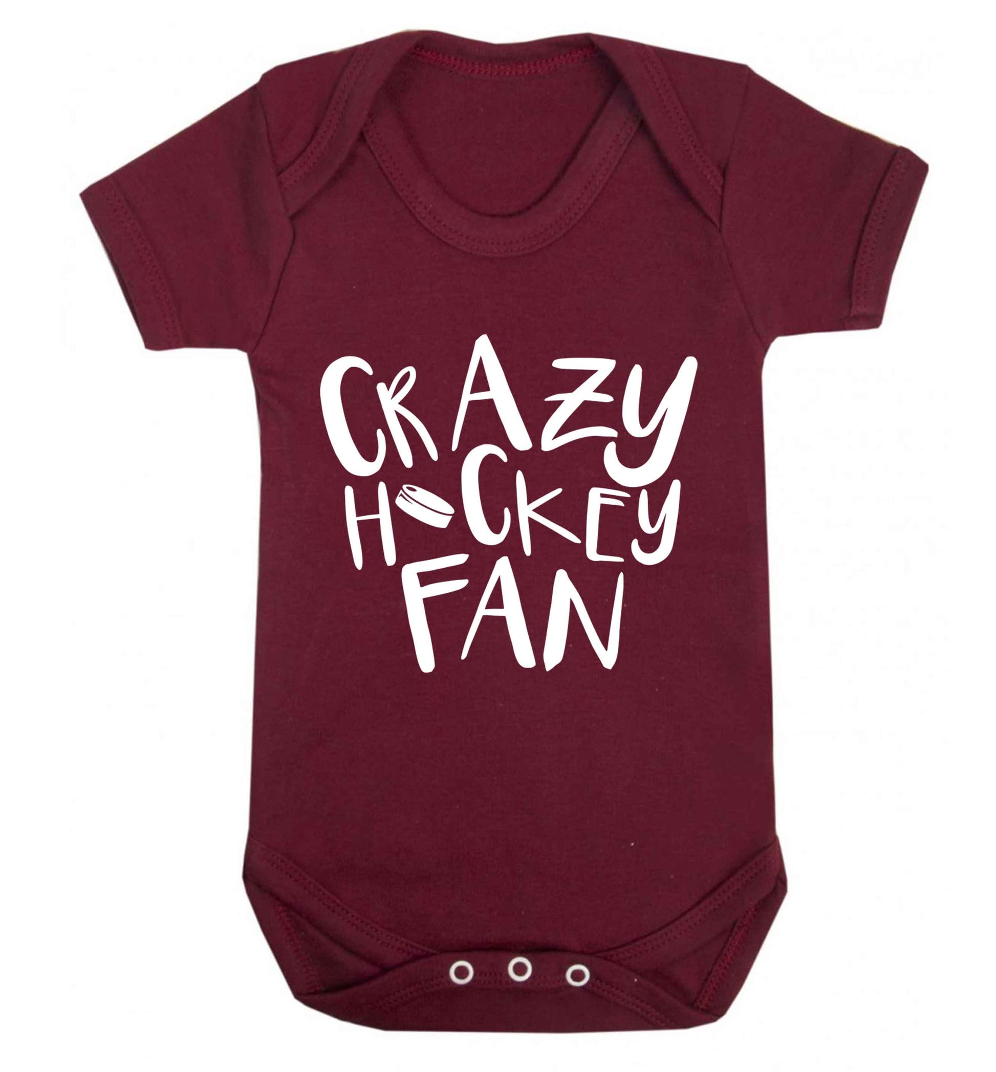 Crazy hockey fan Baby Vest maroon 18-24 months