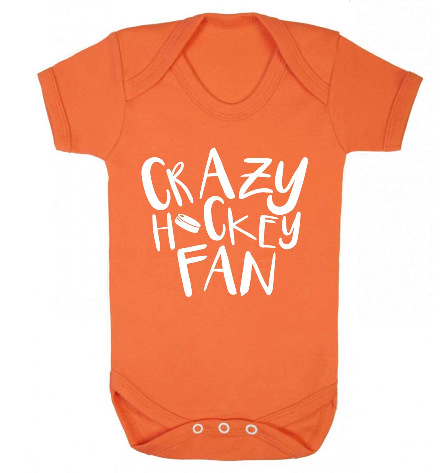 Crazy hockey fan Baby Vest orange 18-24 months