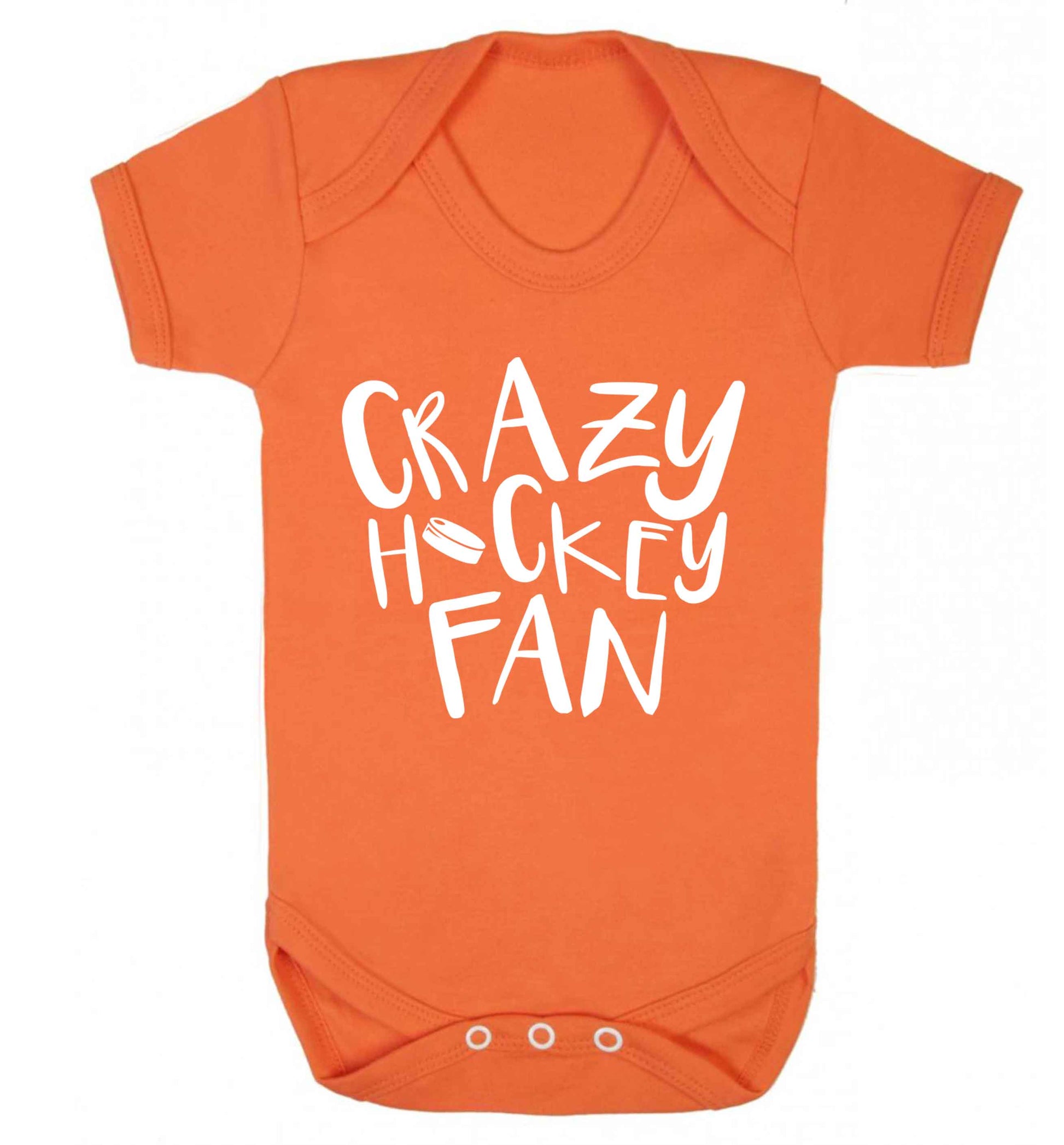 Crazy hockey fan Baby Vest orange 18-24 months
