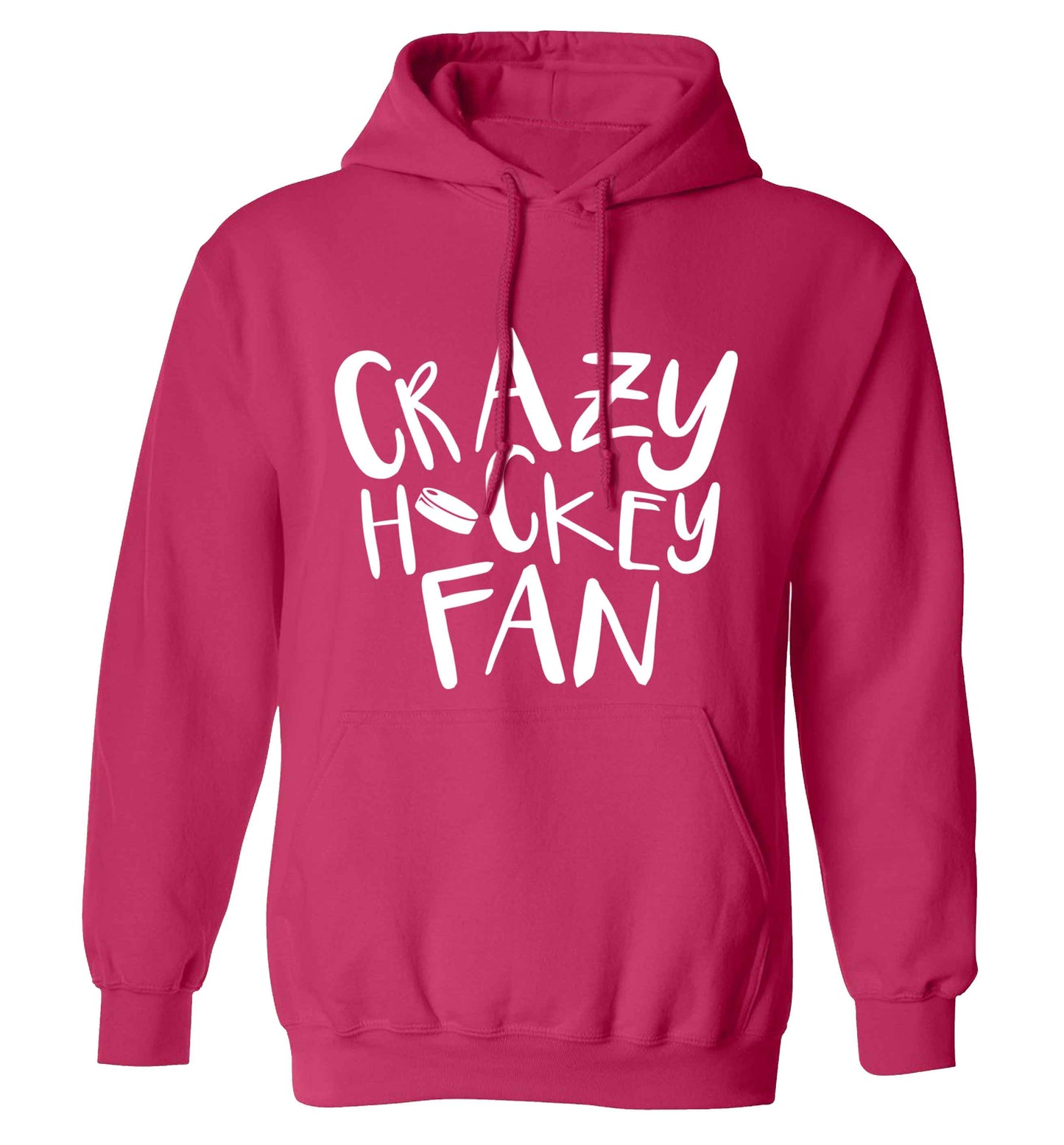 Crazy hockey fan adults unisex pink hoodie 2XL
