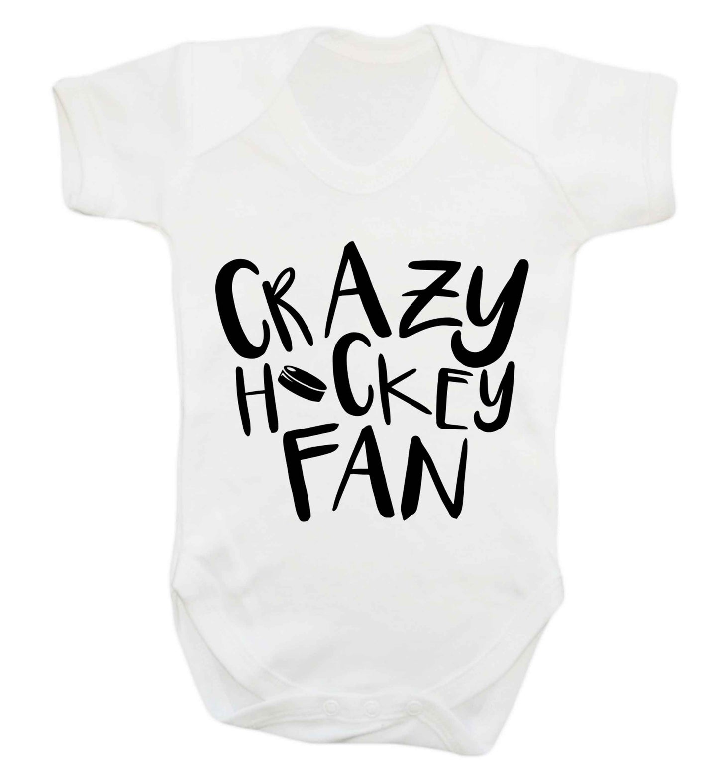 Crazy hockey fan Baby Vest white 18-24 months