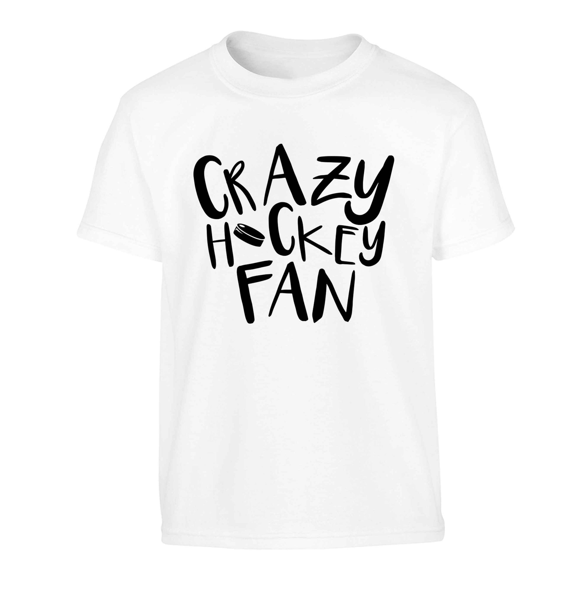 Crazy hockey fan Children's white Tshirt 12-13 Years