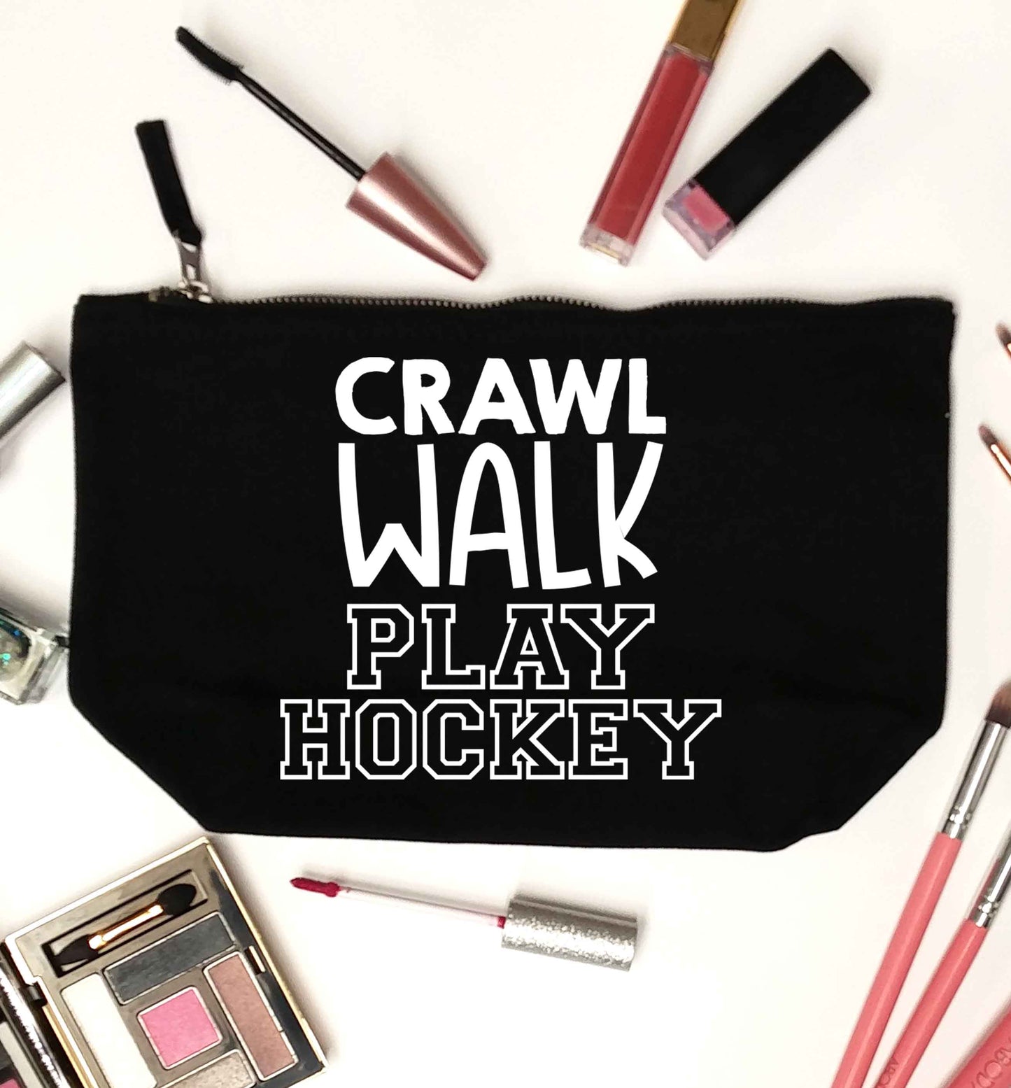 Crawl walk play hockey black makeup bag