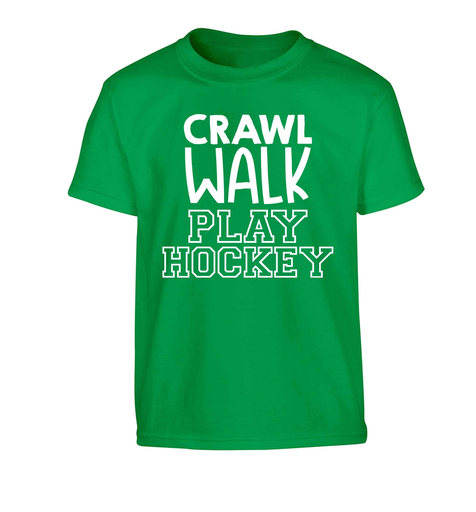 Crawl walk play hockey Children's green Tshirt 12-13 Years