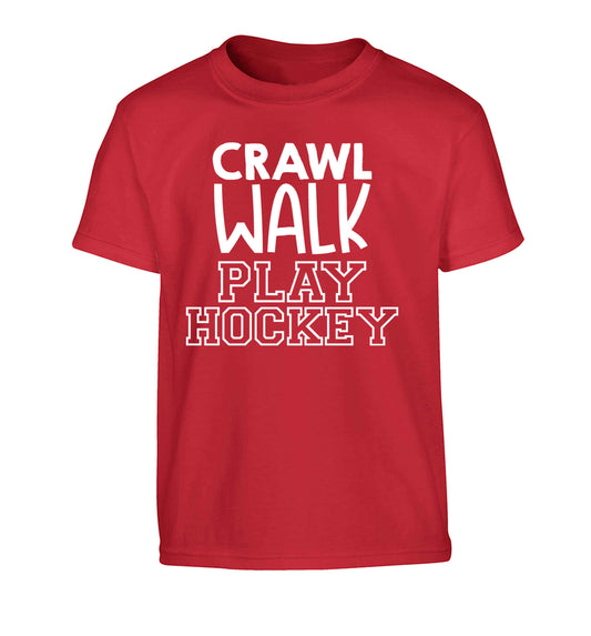Crawl walk play hockey Children's red Tshirt 12-13 Years