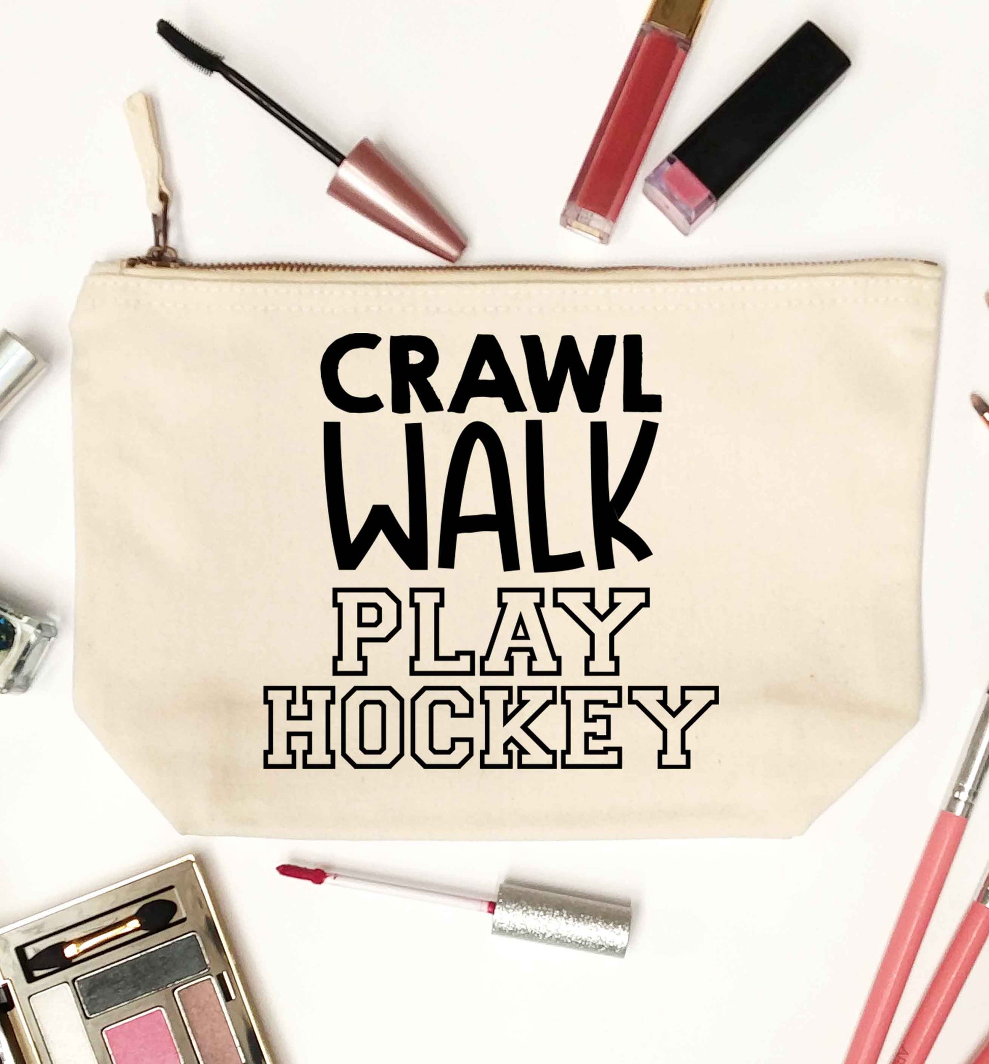 Crawl walk play hockey natural makeup bag