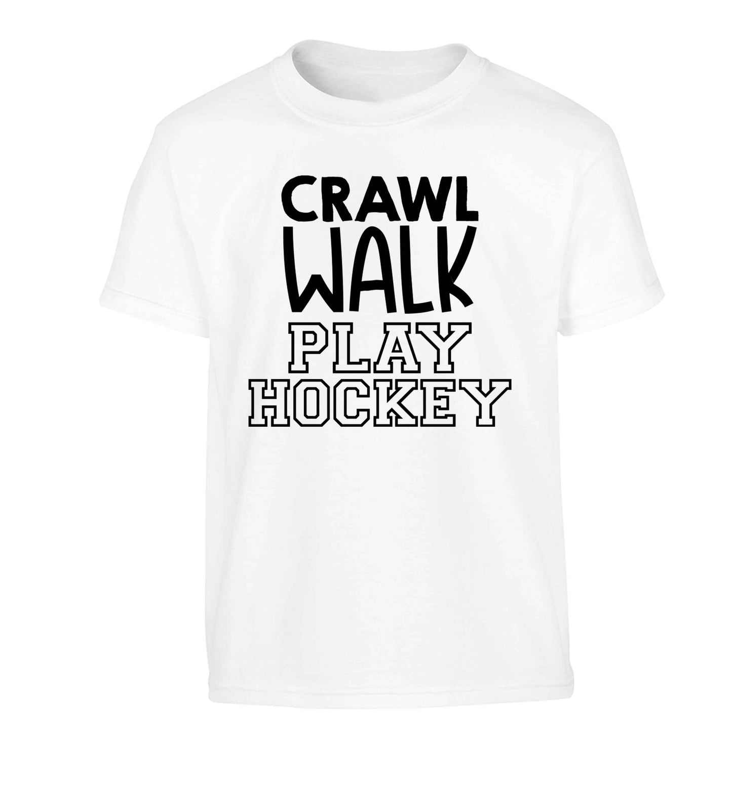 Crawl walk play hockey Children's white Tshirt 12-13 Years