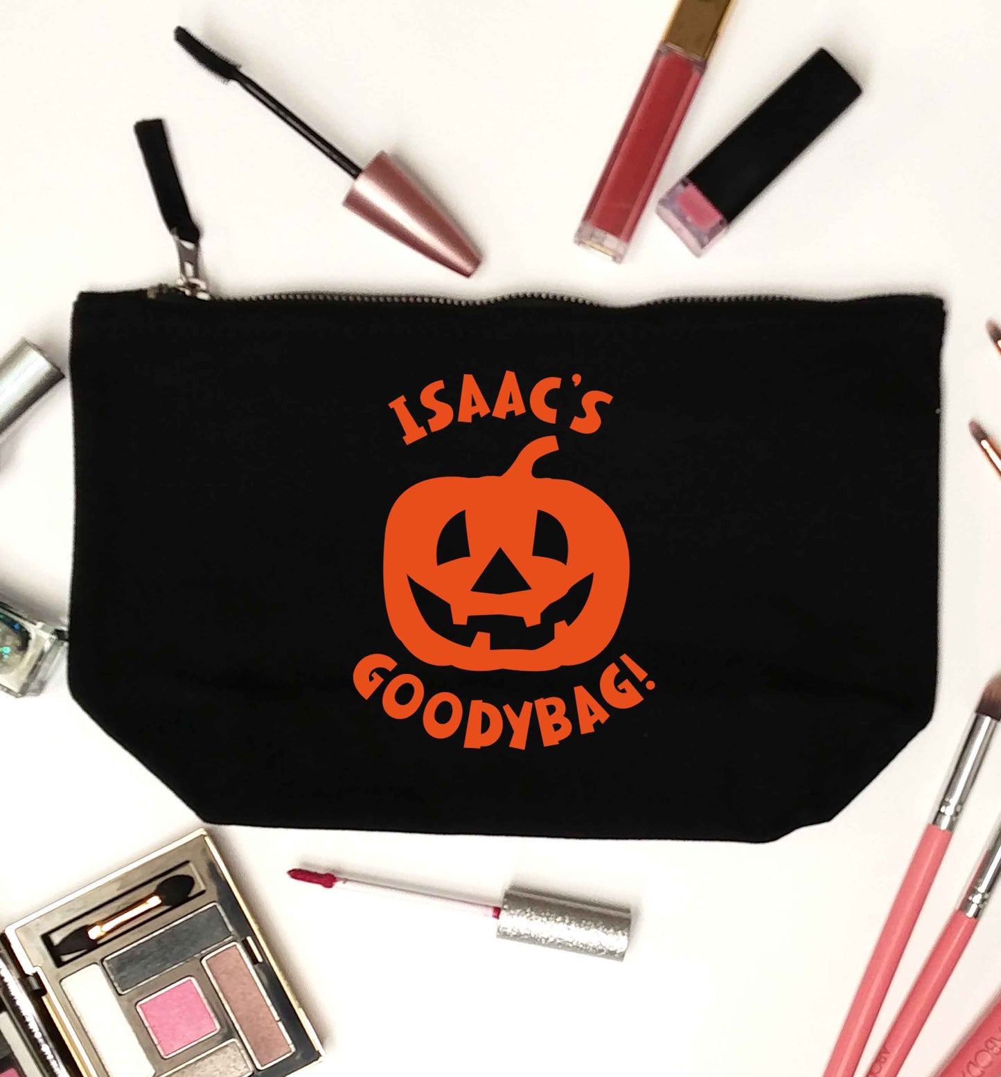 Pumpkin on Way black makeup bag