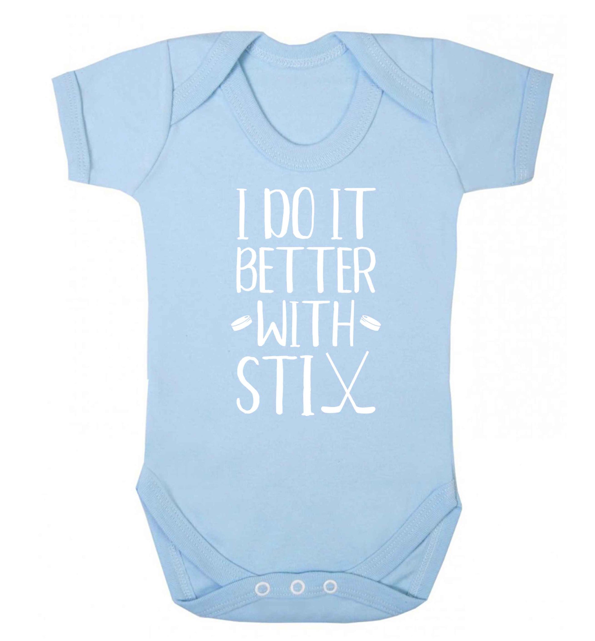 I do it better with stix (hockey) Baby Vest pale blue 18-24 months
