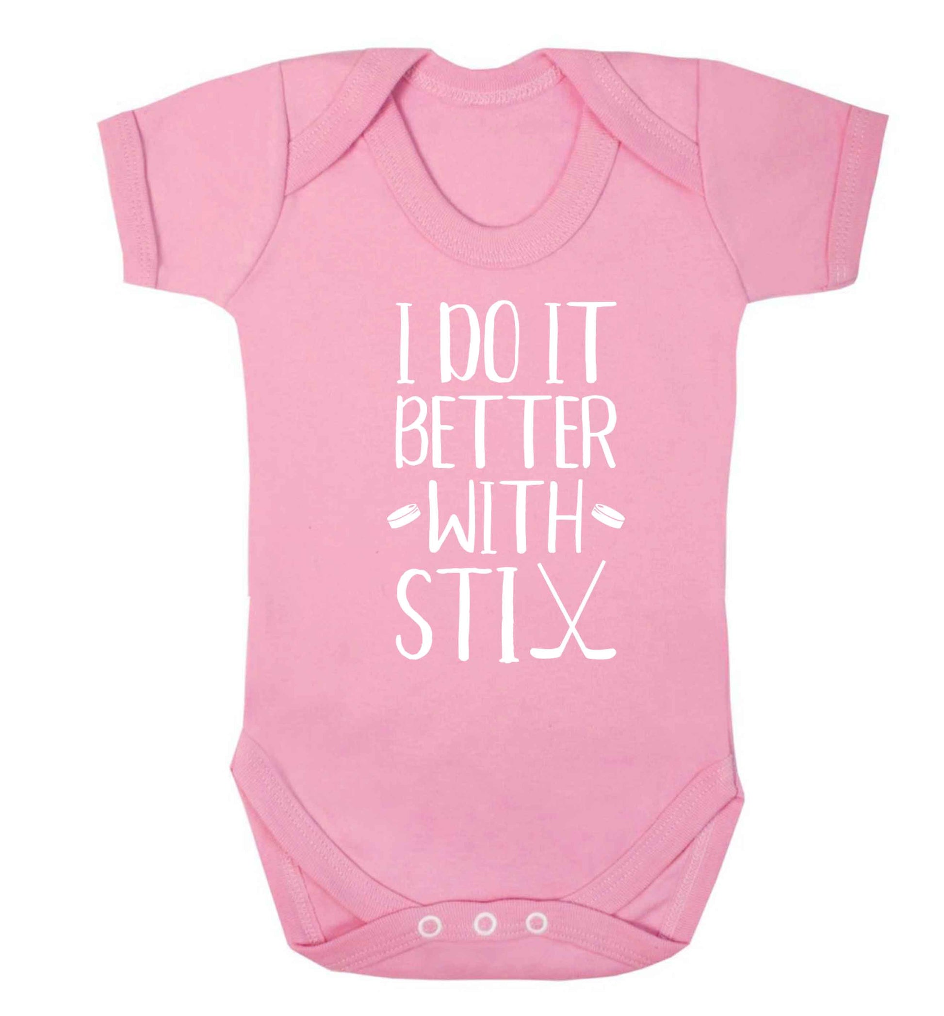 I do it better with stix (hockey) Baby Vest pale pink 18-24 months
