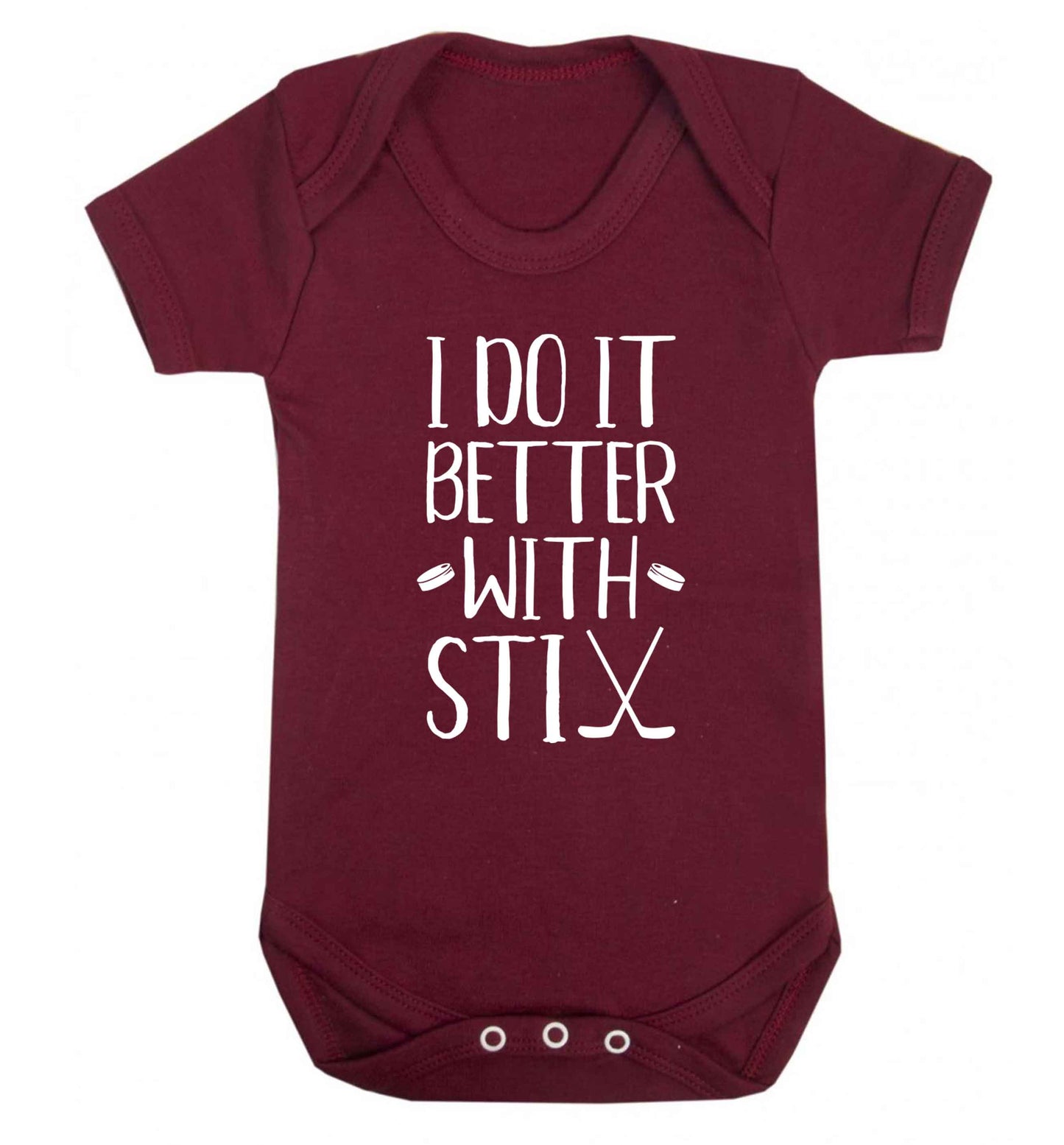 I do it better with stix (hockey) Baby Vest maroon 18-24 months