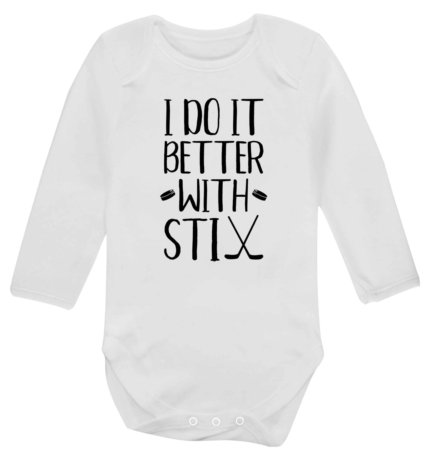 I do it better with stix (hockey) Baby Vest long sleeved white 6-12 months