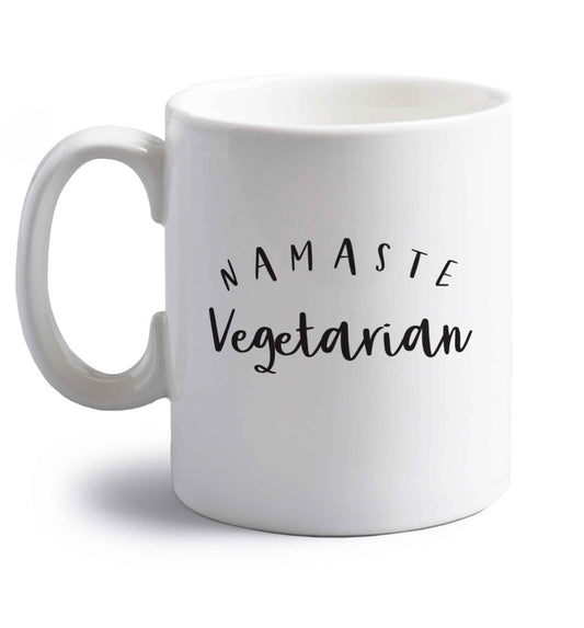 Namaste vegetarian right handed white ceramic mug 