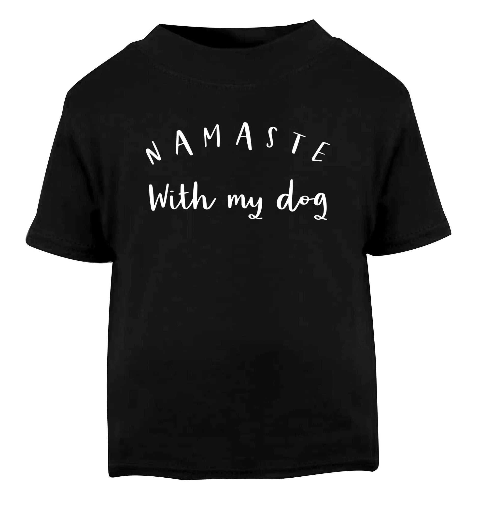 Namaste with my dog Black Baby Toddler Tshirt 2 years