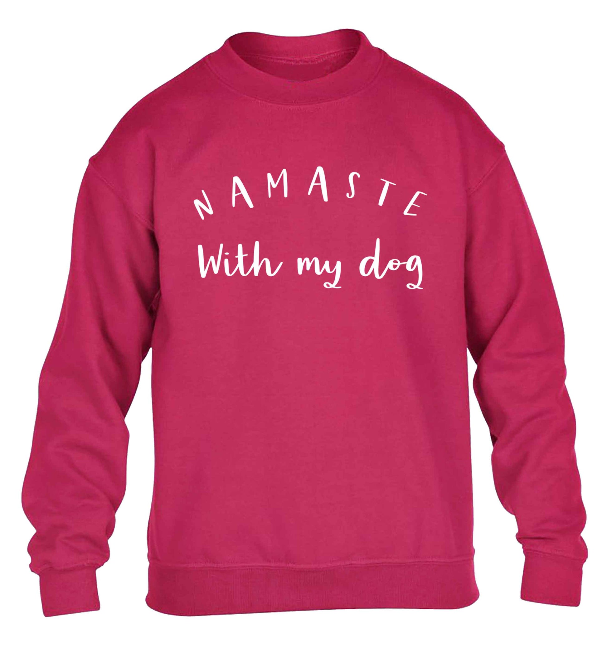 Namaste with my dog children's pink sweater 12-13 Years