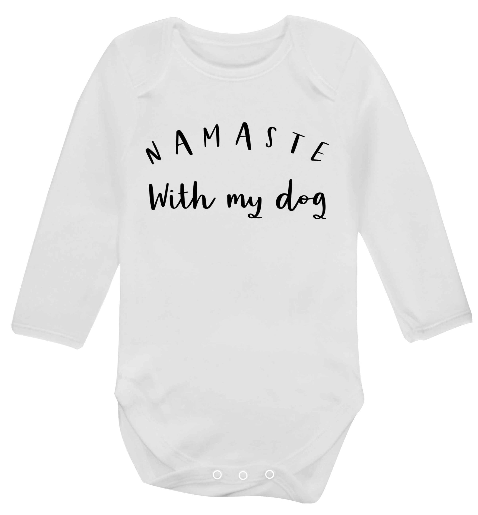 Namaste with my dog Baby Vest long sleeved white 6-12 months