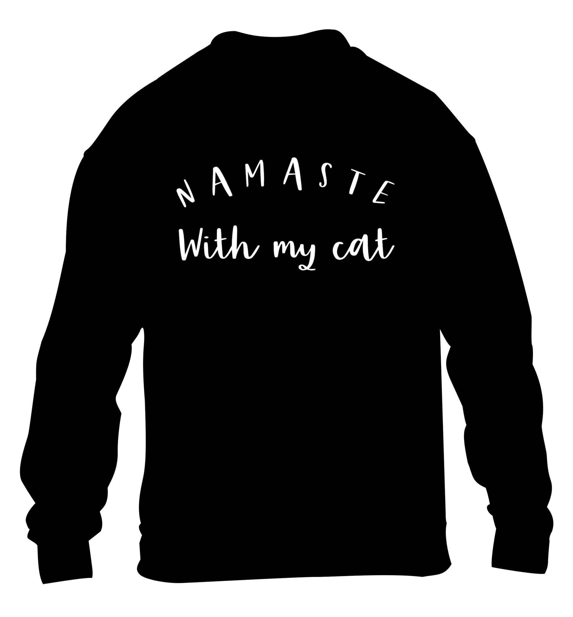 Namaste with my cat children's black sweater 12-13 Years