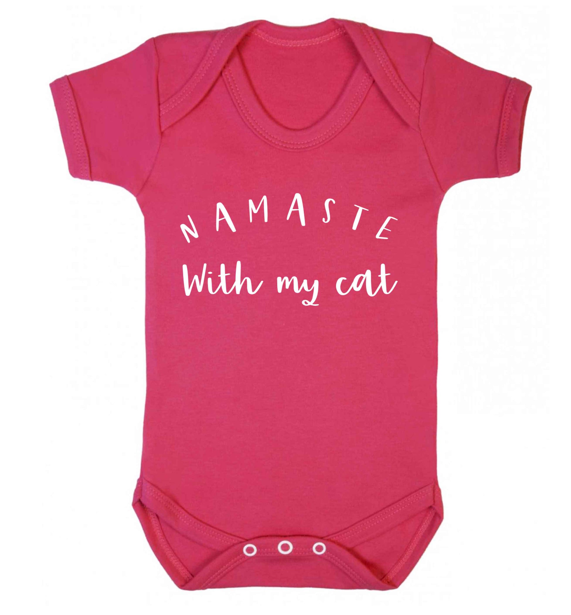 Namaste with my cat Baby Vest dark pink 18-24 months