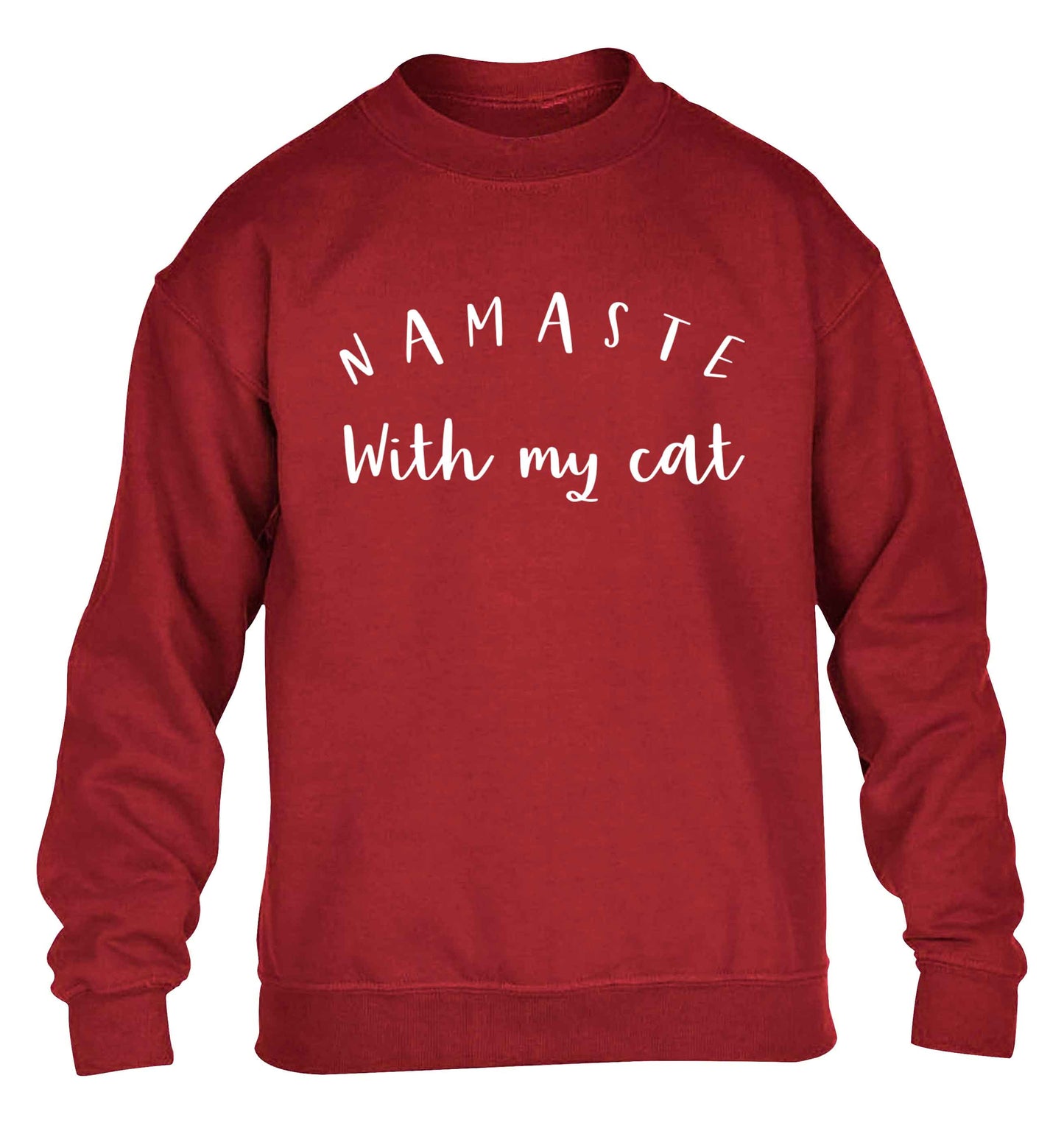 Namaste with my cat children's grey sweater 12-13 Years